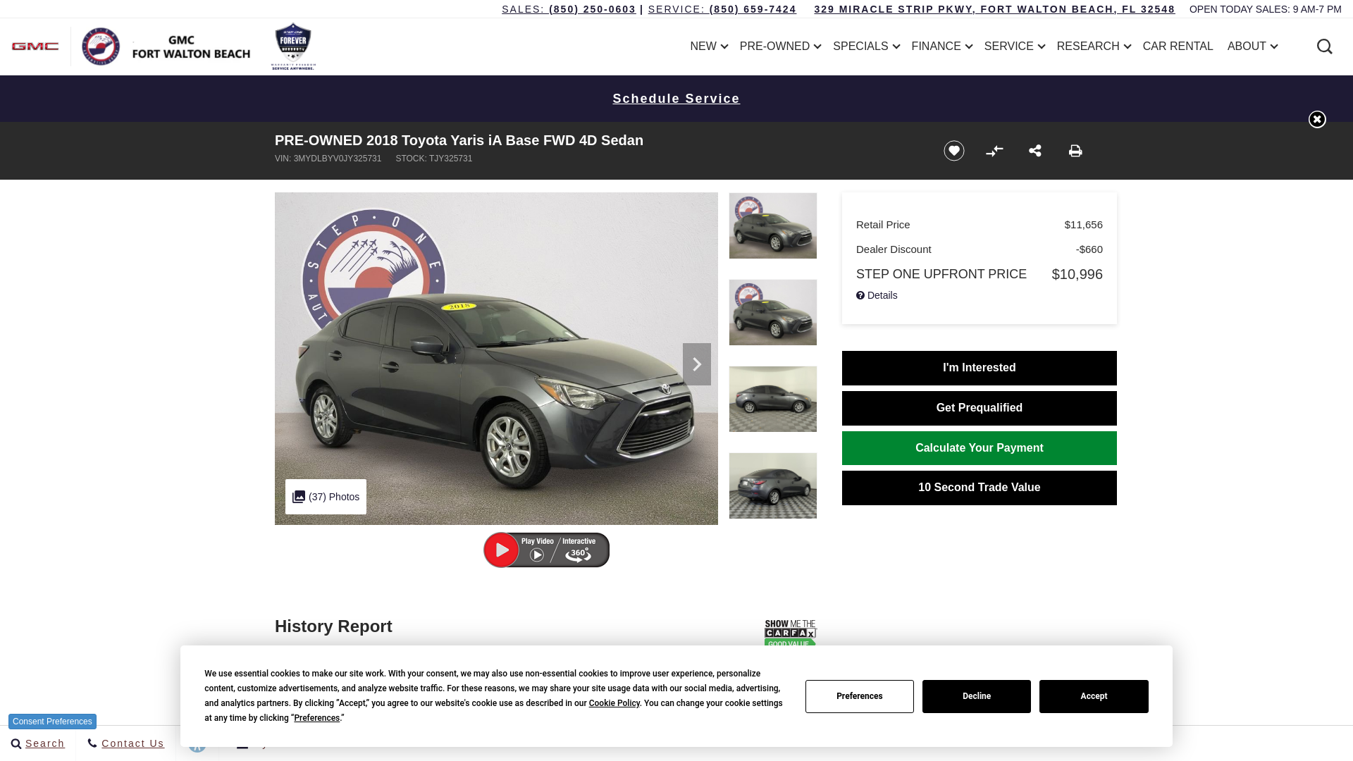 website screenshot of https://www.gmcfortwaltonbeach.com/inventory/3MYDLBYV0JY325731/