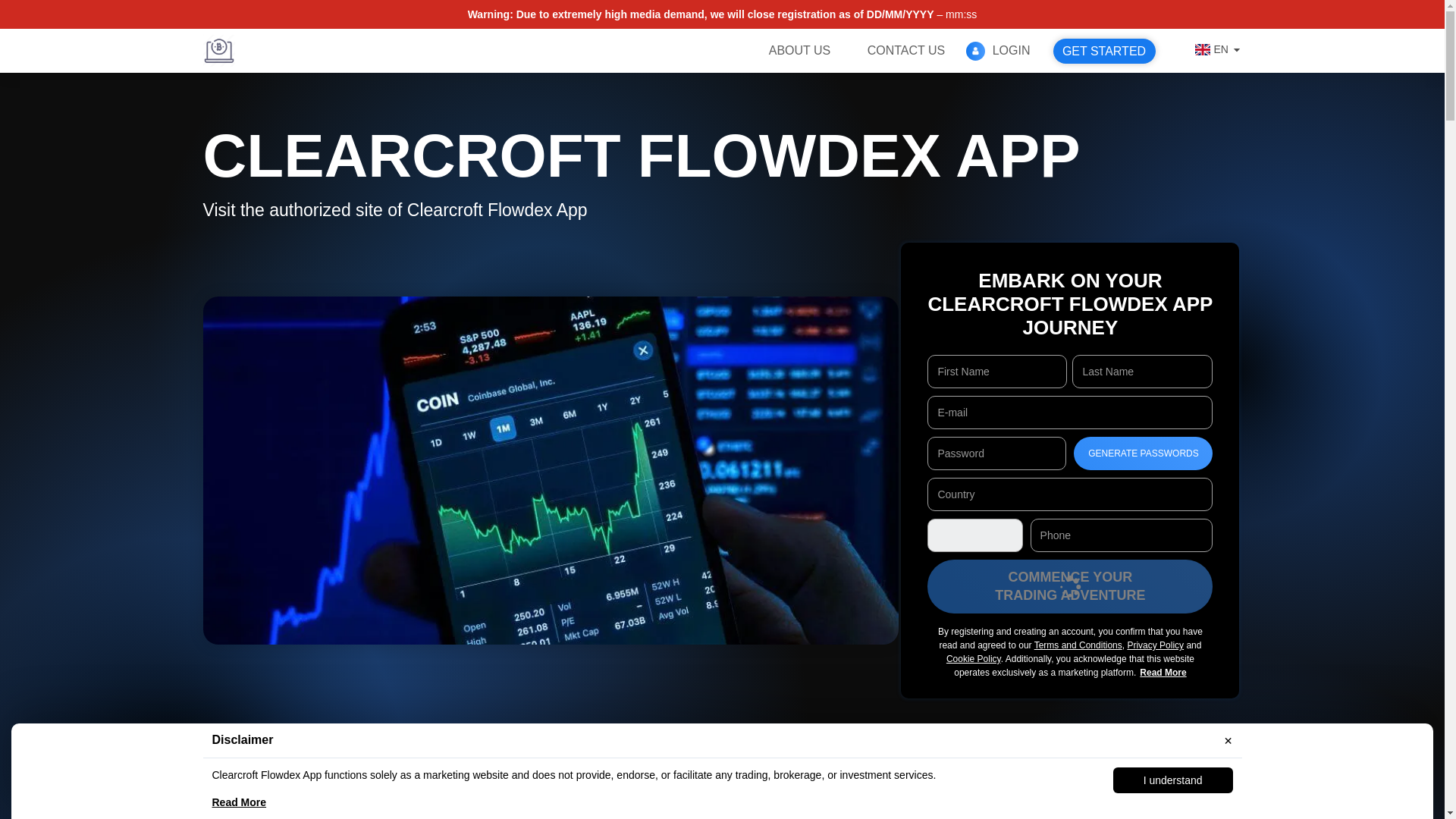 website screenshot of https://clearcroft-flowdexapp.com/
