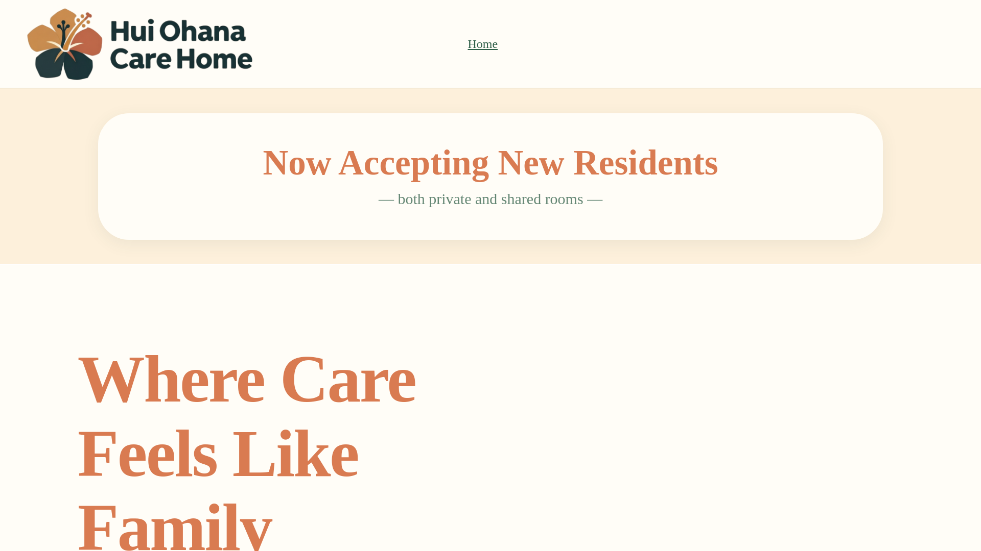 website screenshot of https://huiohanacarehome.com/