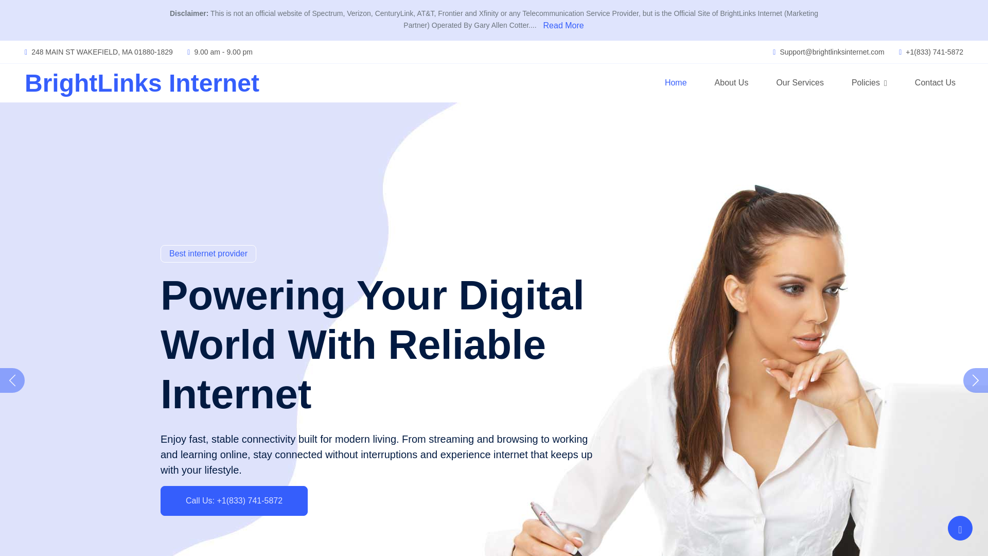 website screenshot of https://brightlinksinternet.com/