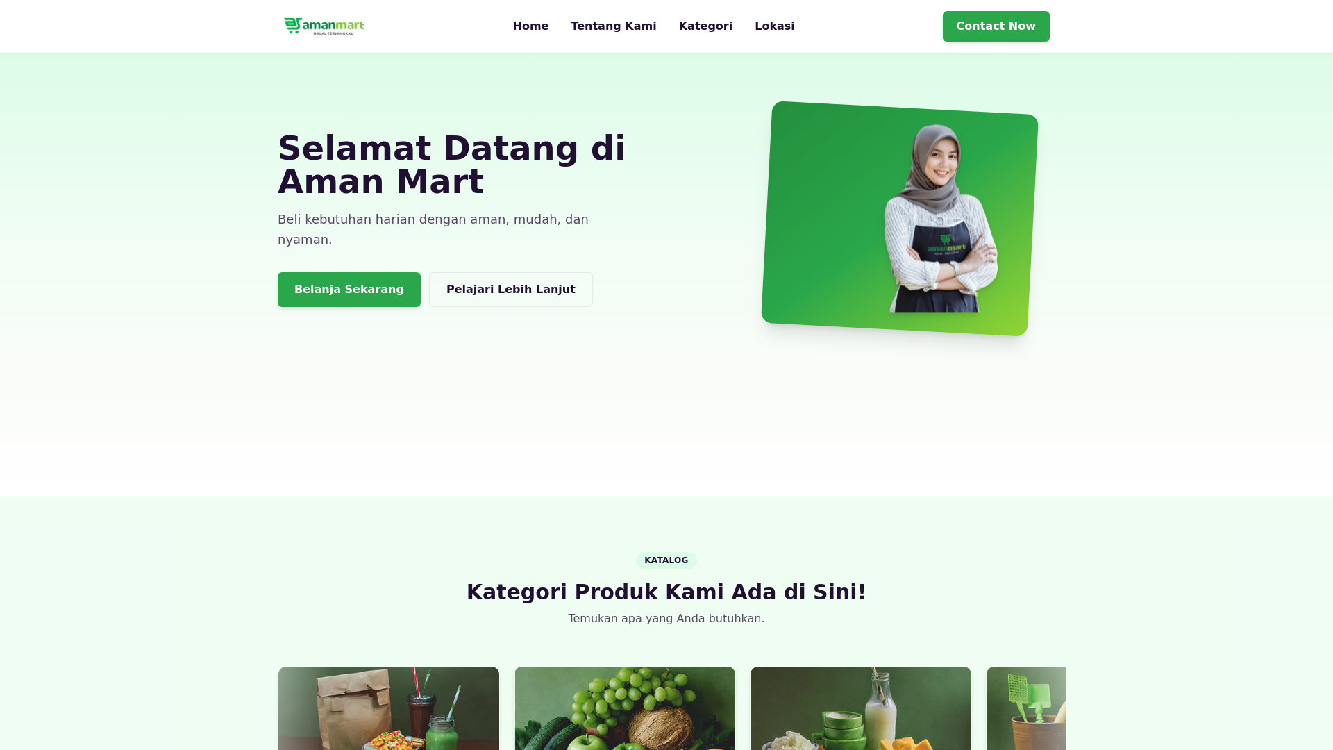 website screenshot of https://aman-store.id