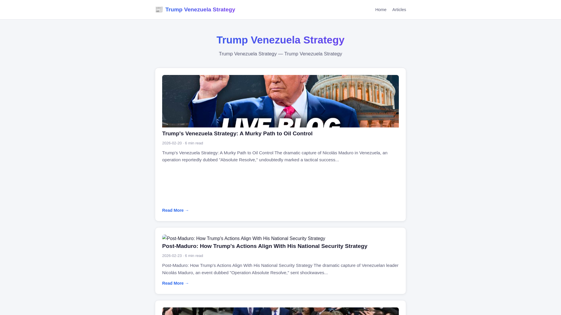 website screenshot of https://trump-venezuela-strategy.pages.dev/