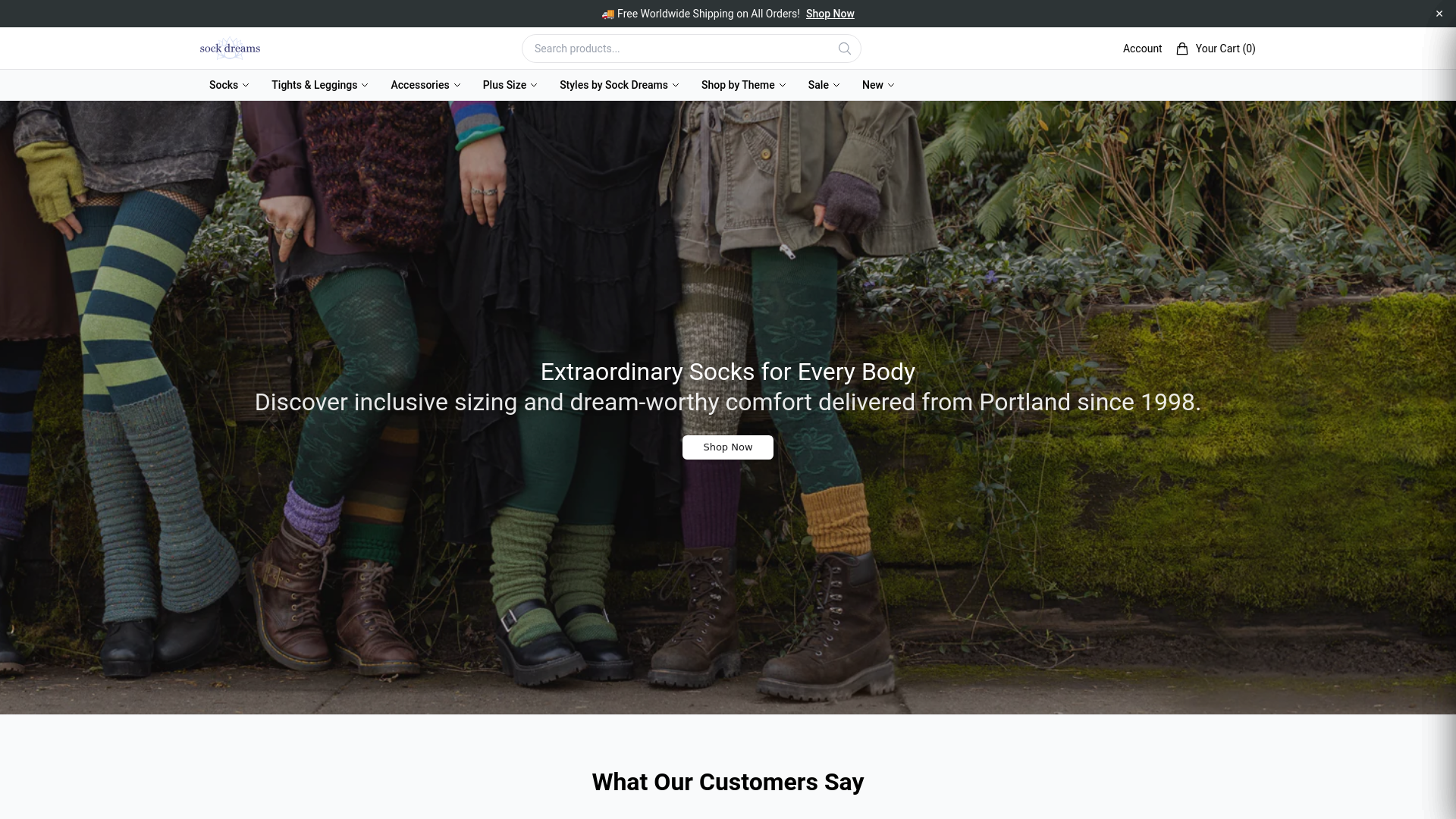 website screenshot of https://sockdreamsstore.shop/