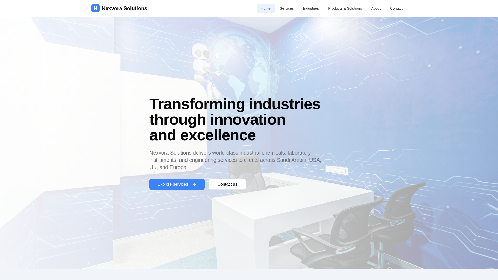 website screenshot of https://thenexvorasolutions.com/