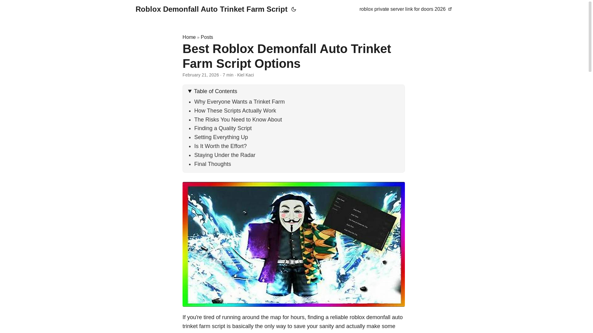 website screenshot of https://roblox-demonfall-auto-trinket-farm-script.pages.dev/