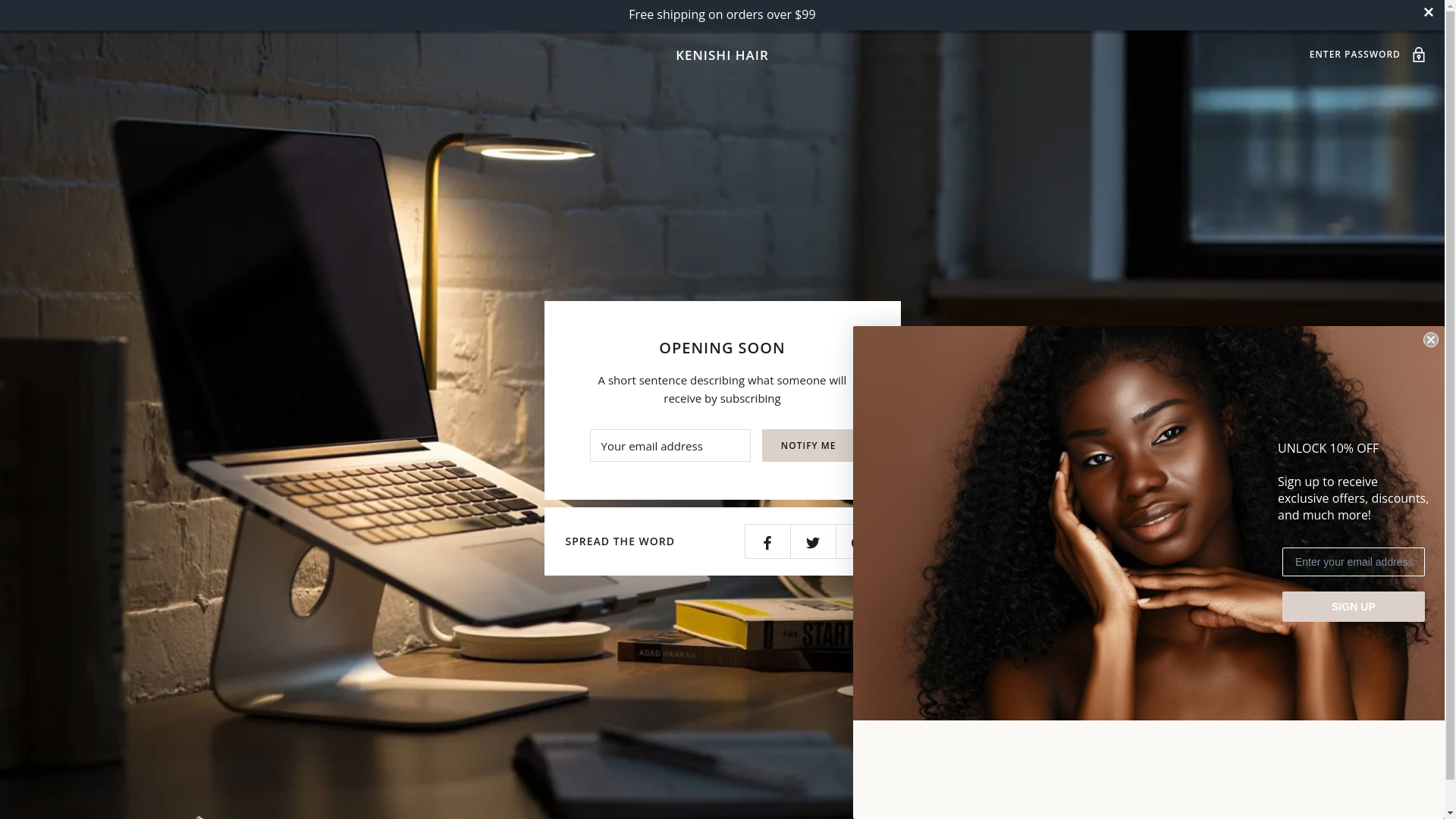 website screenshot of https://kenishihair.store/
