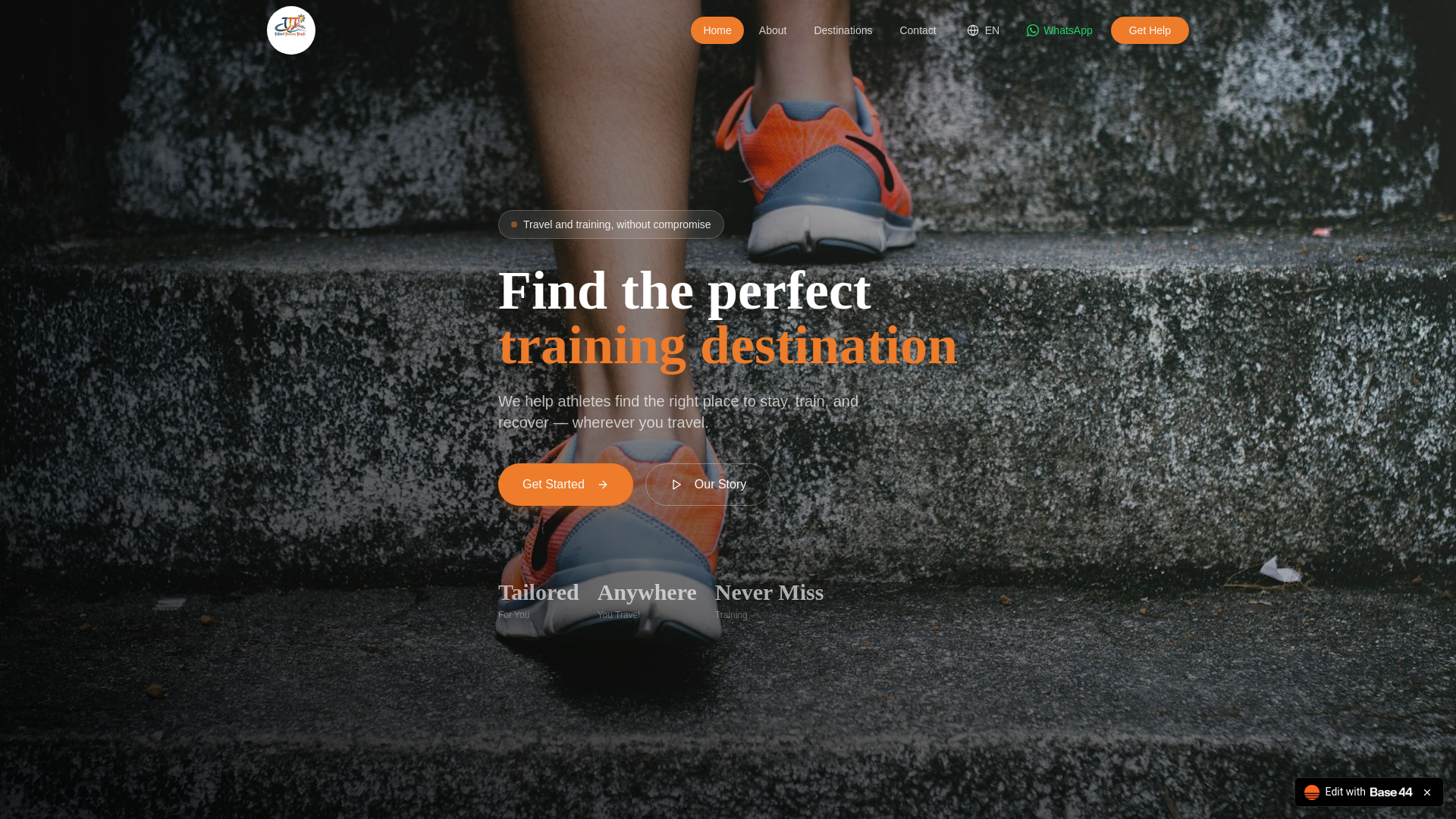 website screenshot of https://tailored-training-travels.com/