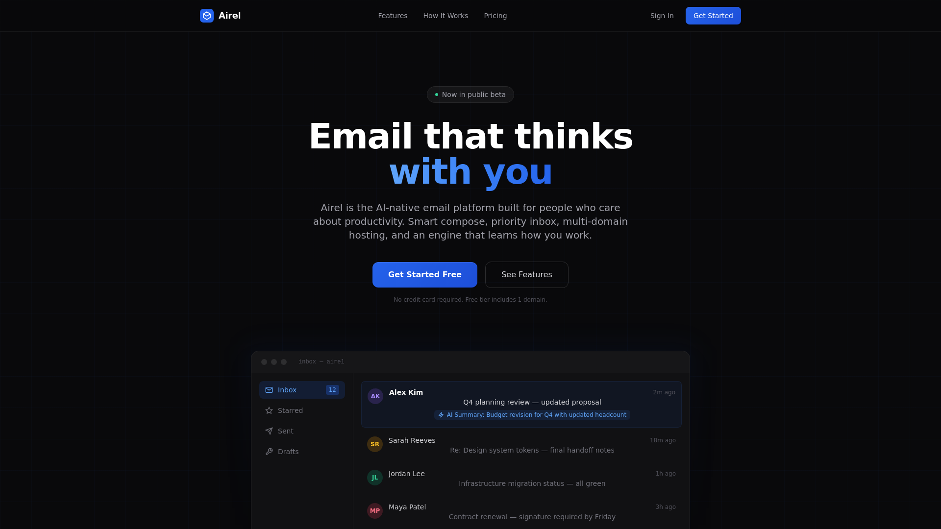 website screenshot of https://airel-marketing.pages.dev/