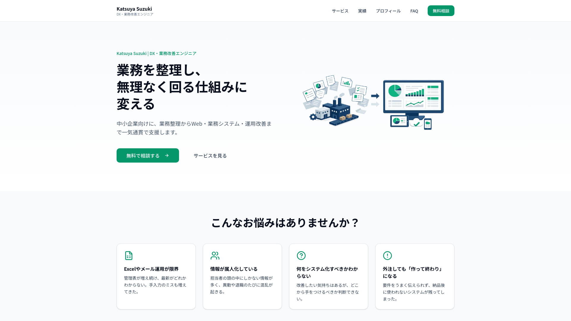 website screenshot of https://katsu-dx.com