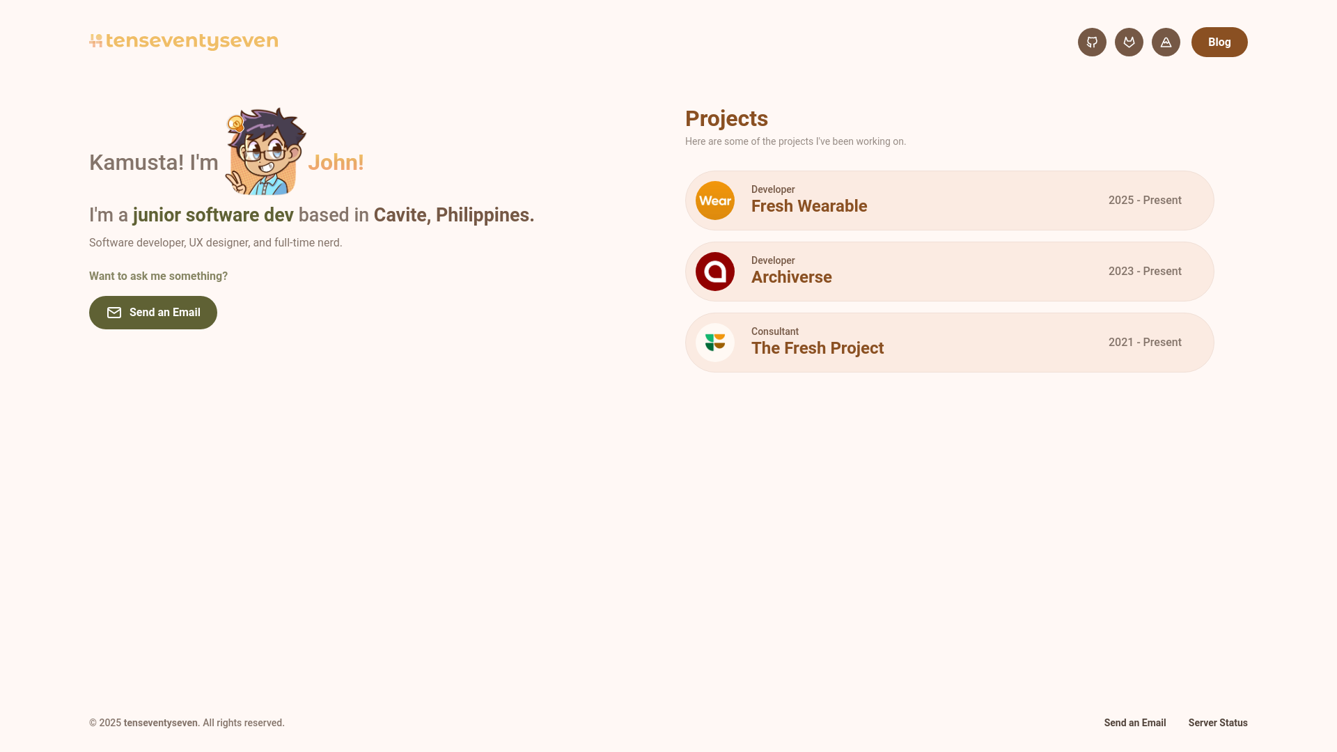 website screenshot of https://tensevntysevn.pages.dev/