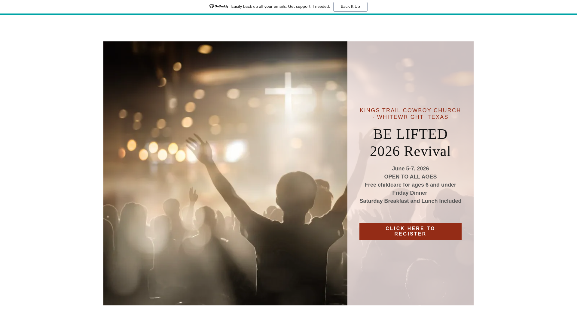 website screenshot of https://beliftedrevival.com