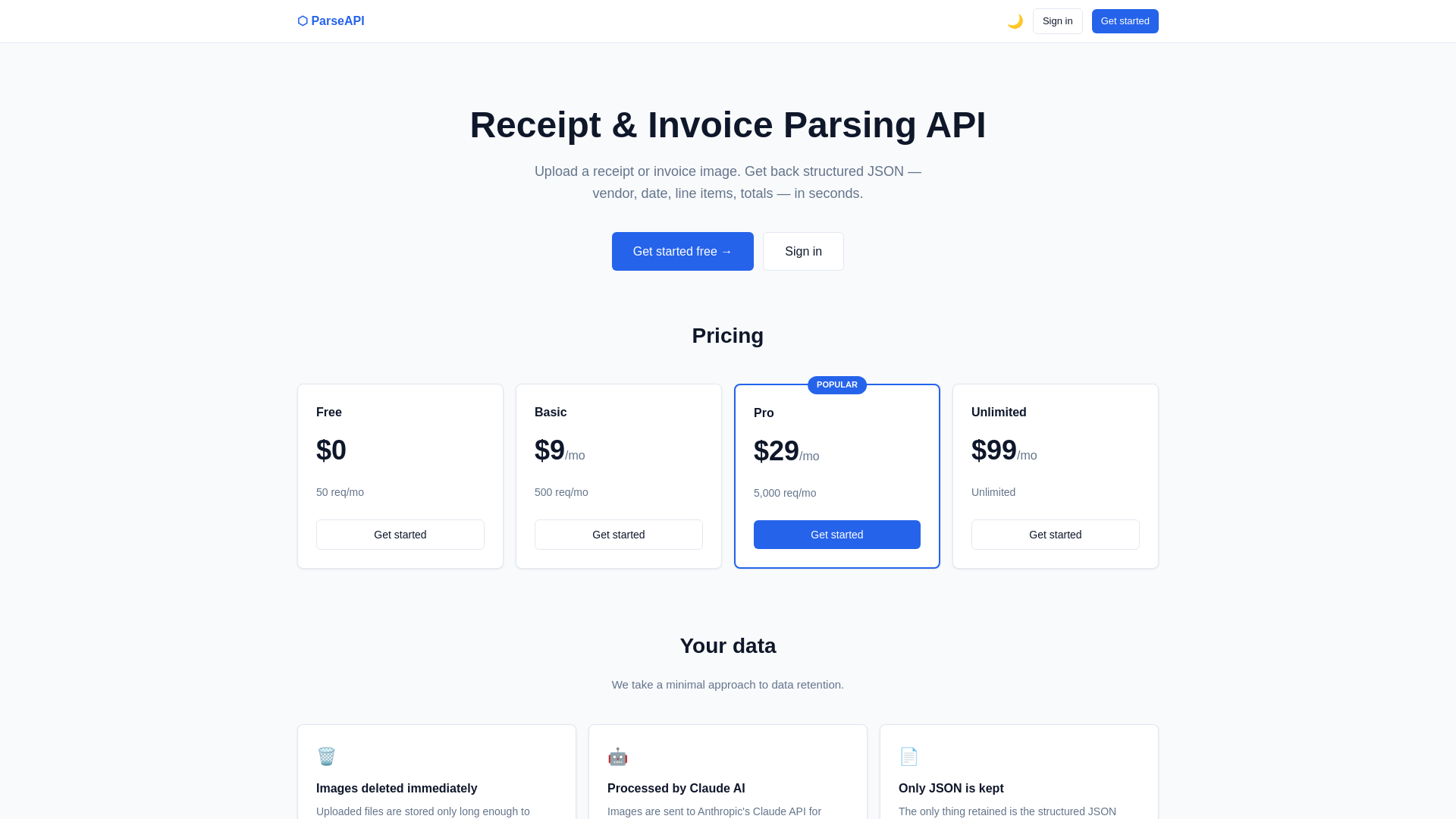 website screenshot of https://receipt-invoice-dashboard.pages.dev/
