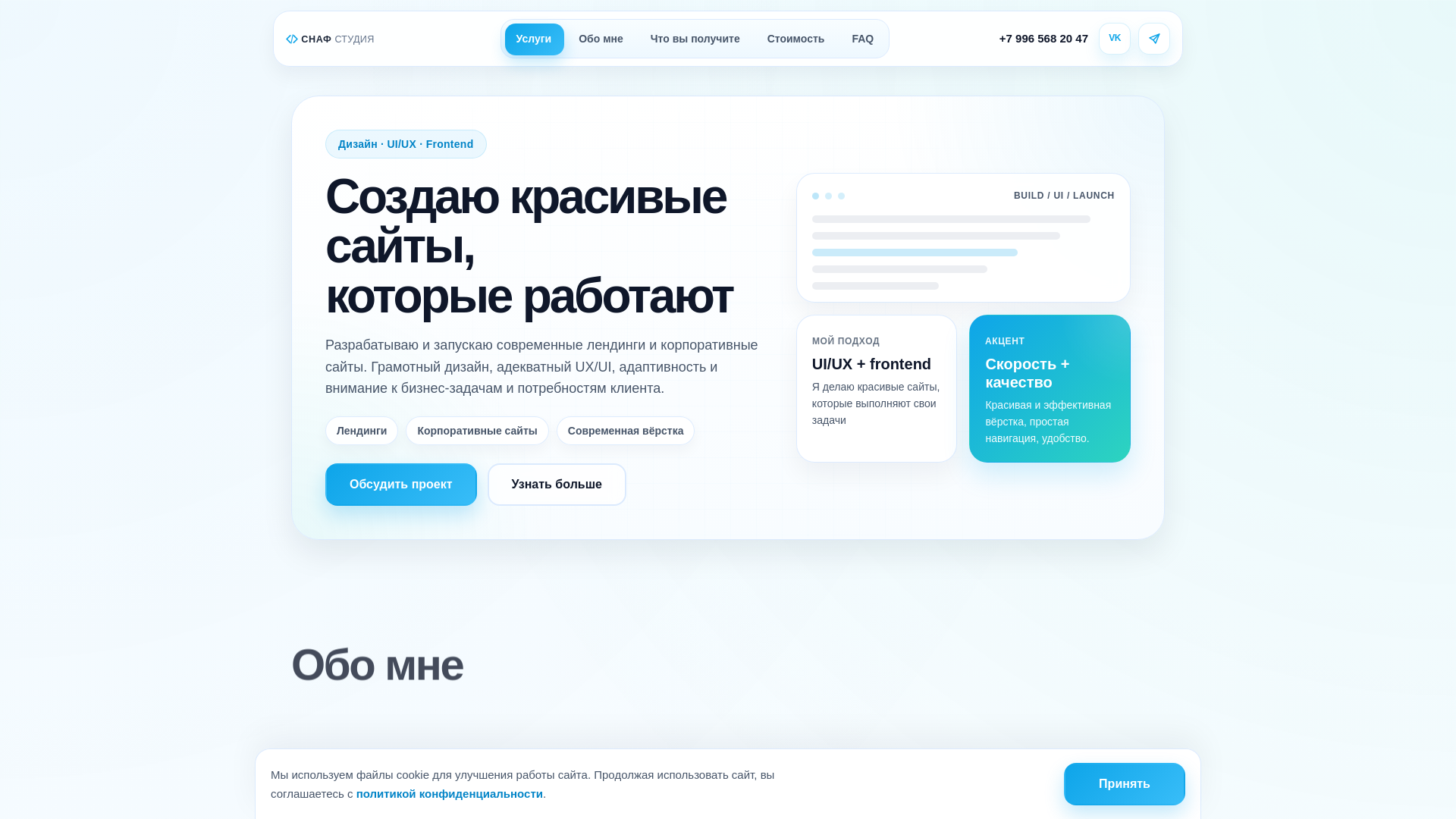 website screenshot of https://snafstudio.ru/