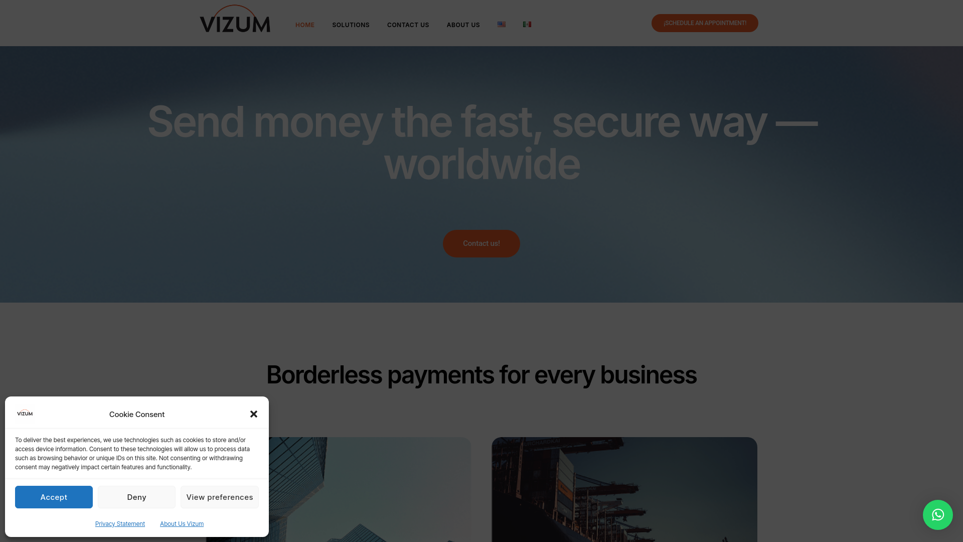 website screenshot of https://vizumfast.com/