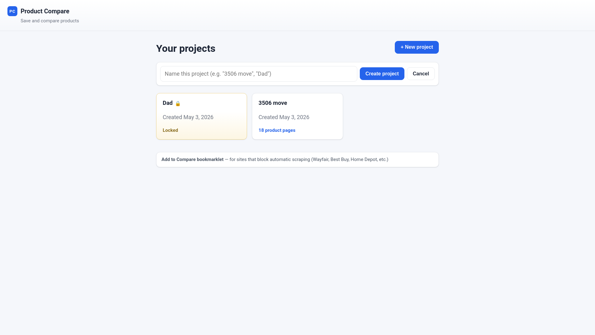 website screenshot of https://product-compare.pages.dev/