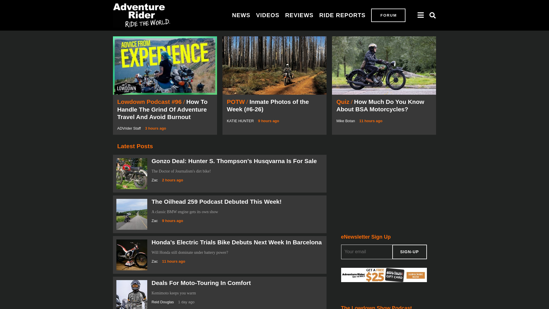 website screenshot of https://advrider.com/