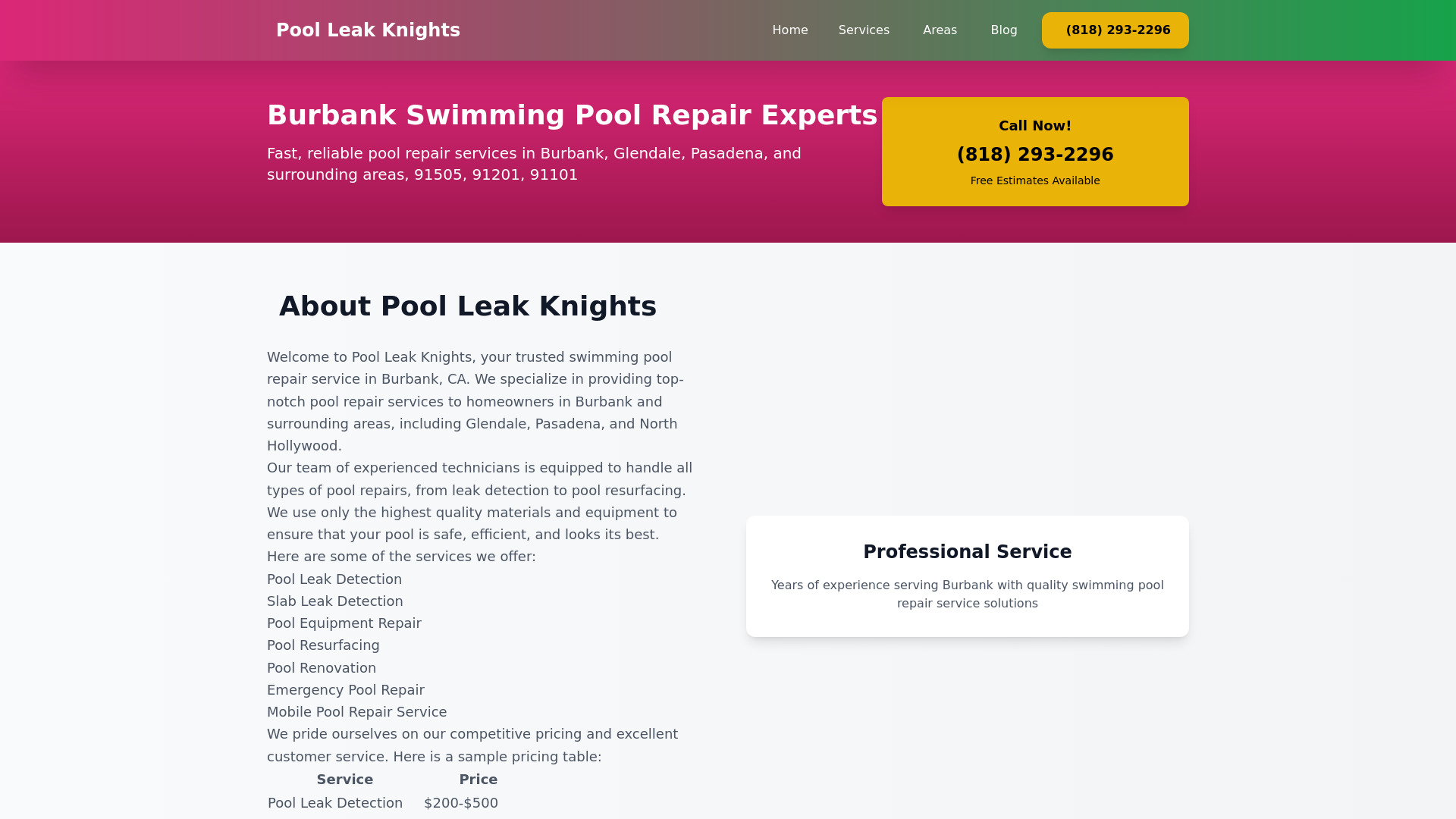 website screenshot of https://burbankpoolinspector.pages.dev/