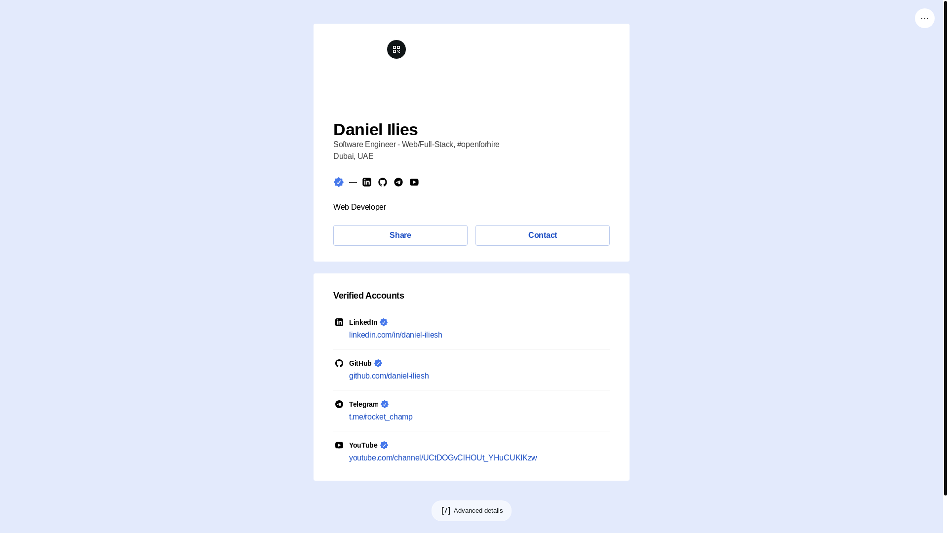 website screenshot of https://danielilies.bio/