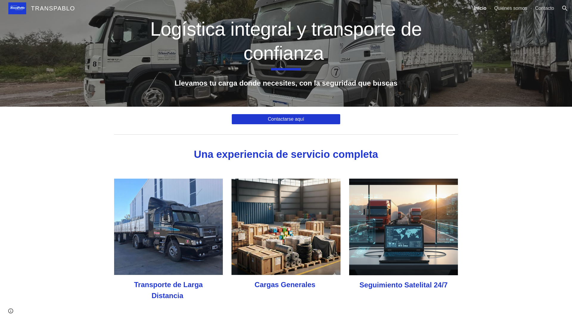 website screenshot of https://transpablo.com.ar/