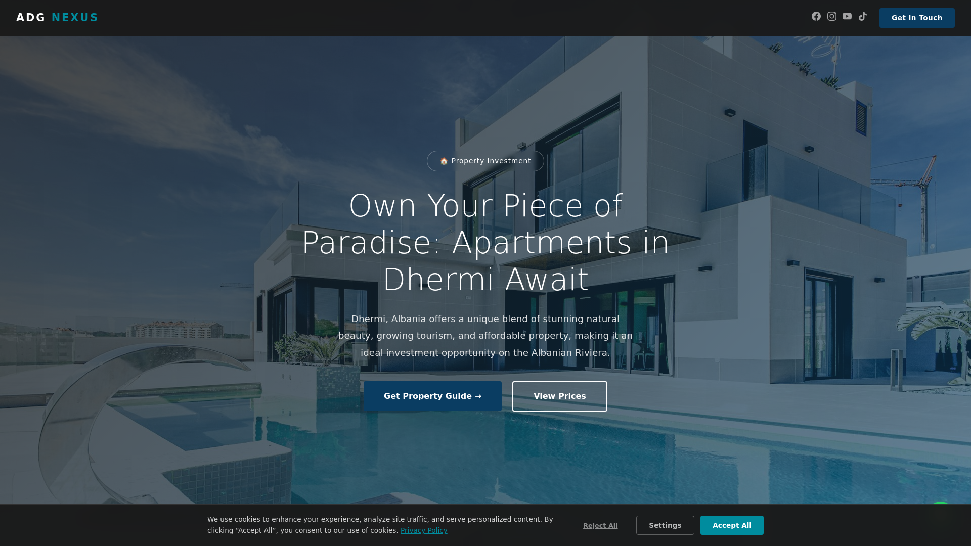 website screenshot of https://dhermiapartments.com/