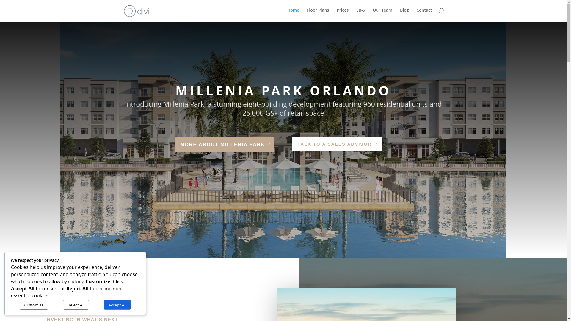 website screenshot of https://milleniaparkorlando.net/