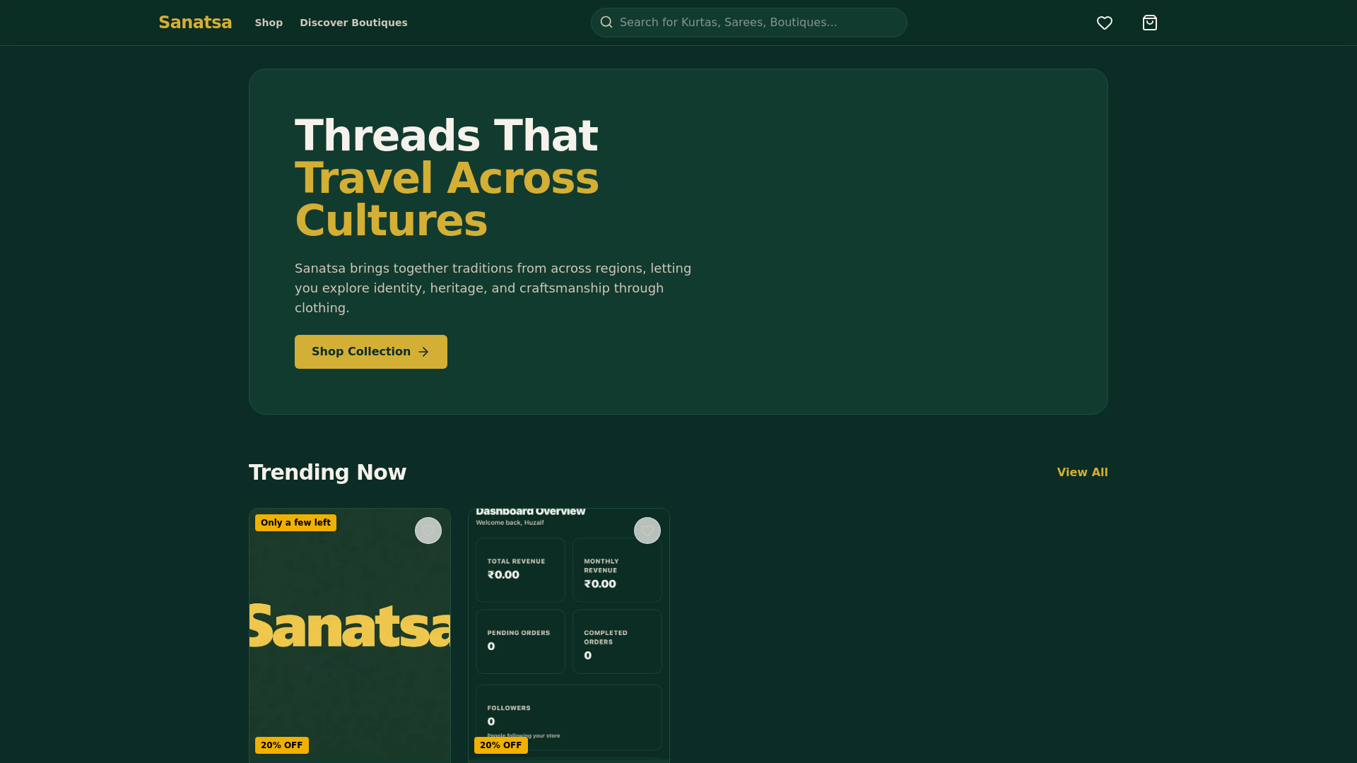 website screenshot of https://sanatsa.in