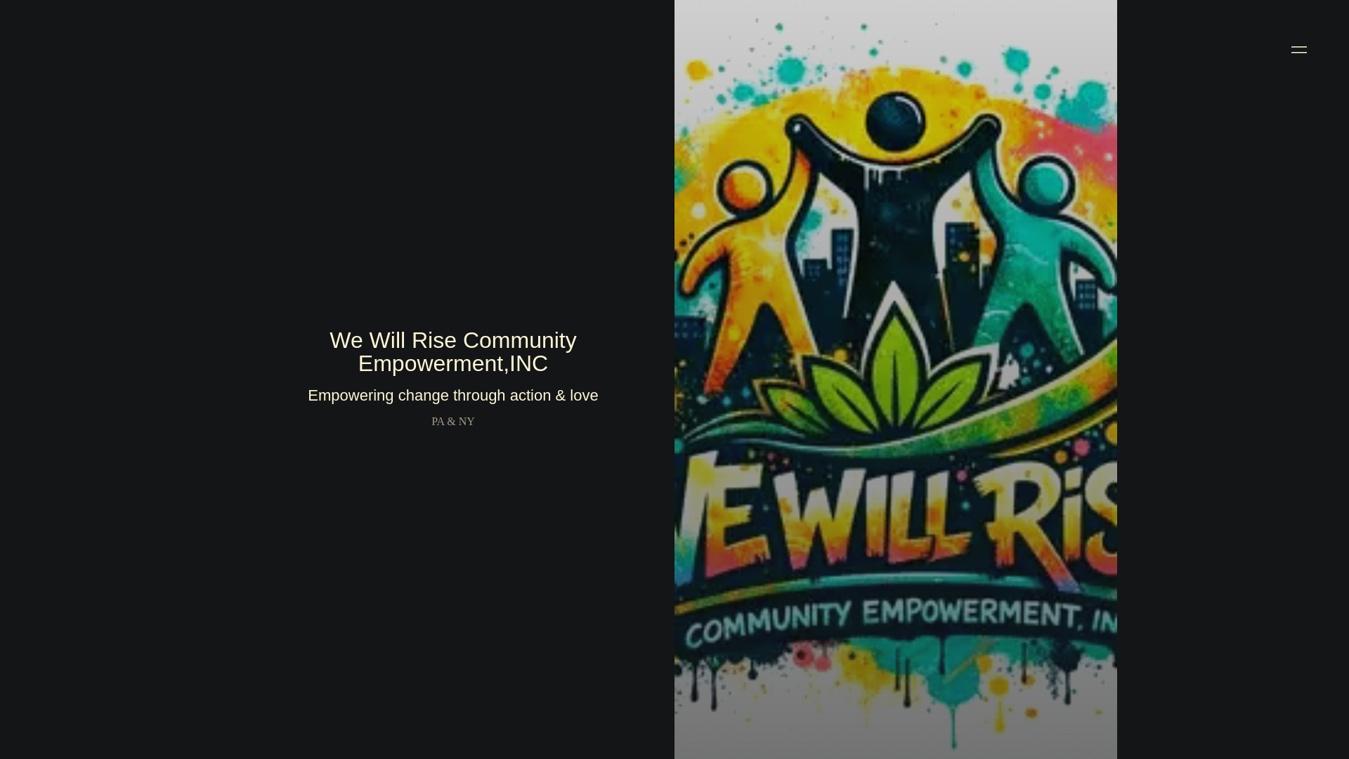 website screenshot of https://wewillrisecommunityeinc.com/