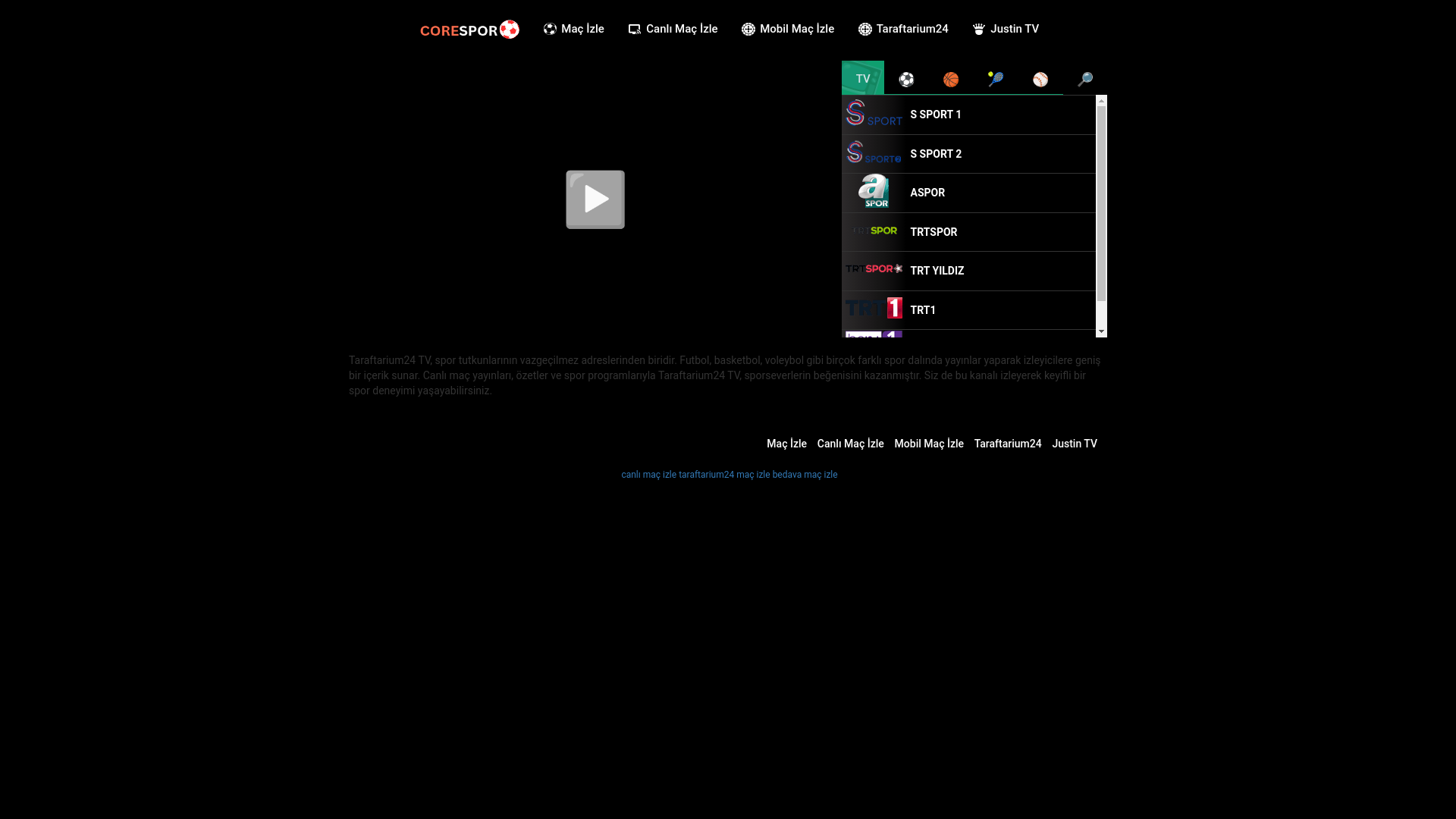 website screenshot of https://taraftarium24tv5.in/