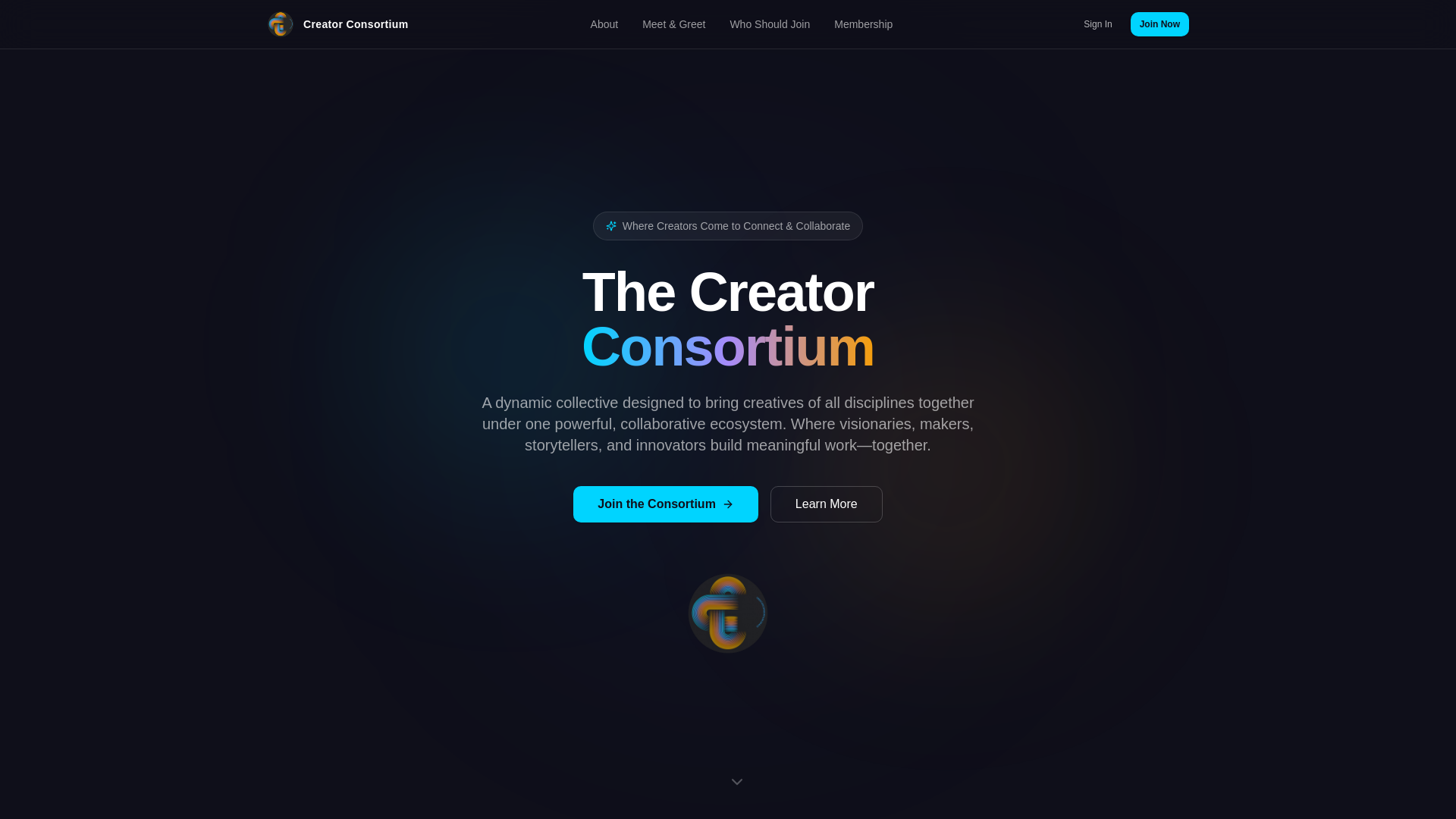 website screenshot of https://creatorconsortium.space