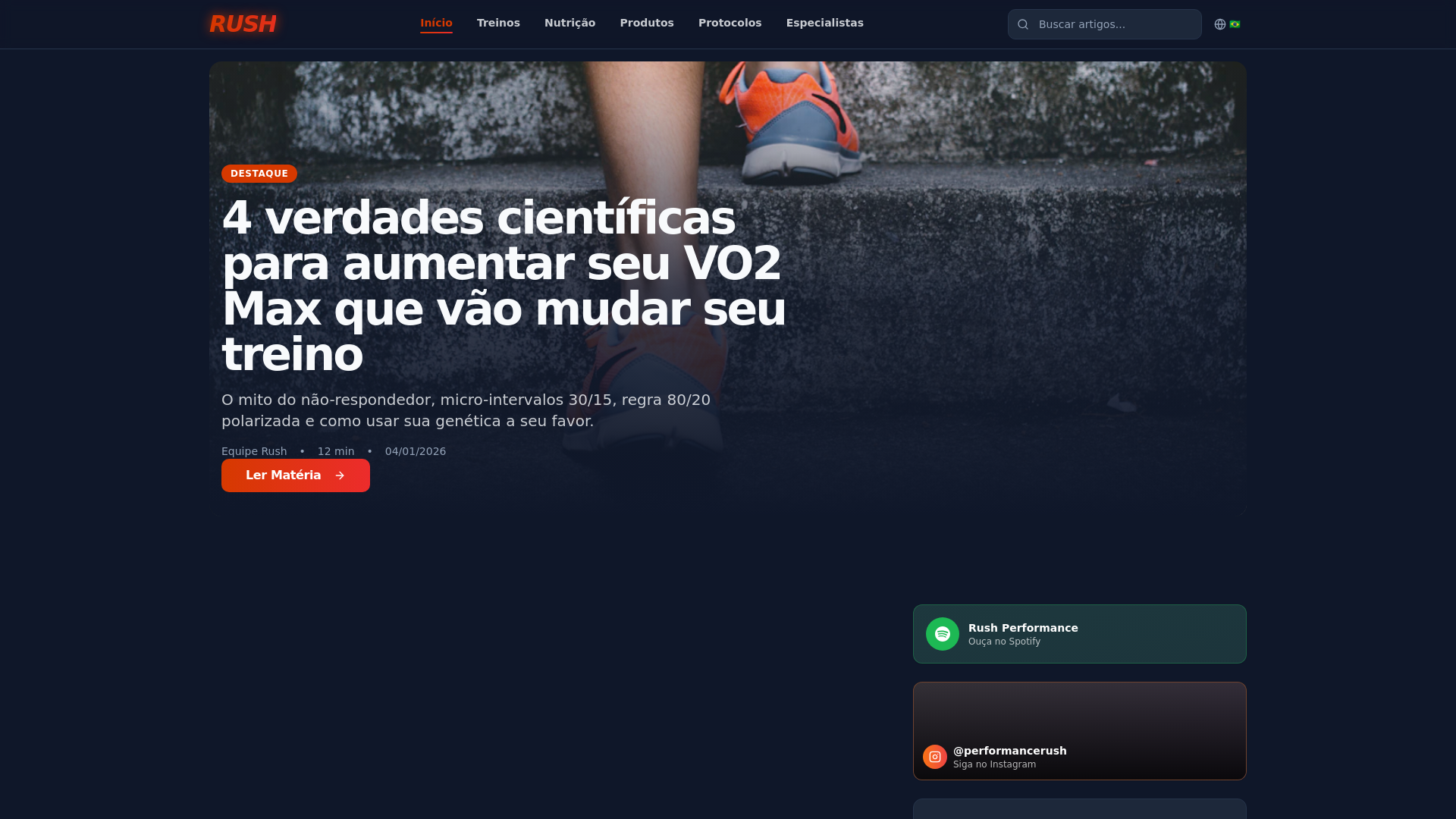 website screenshot of https://rushperformance.com.br/