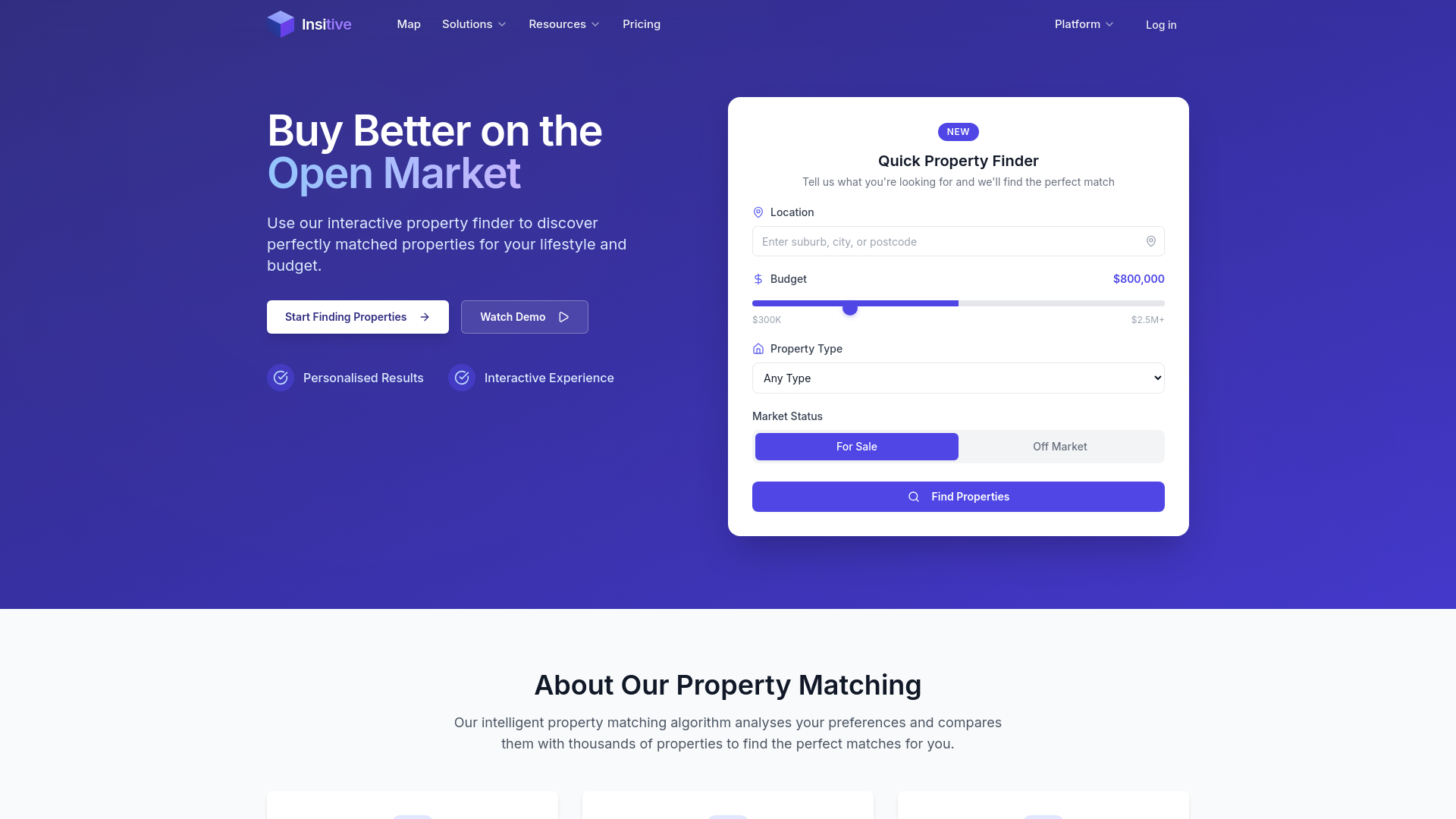 website screenshot of https://insitive.com.au/