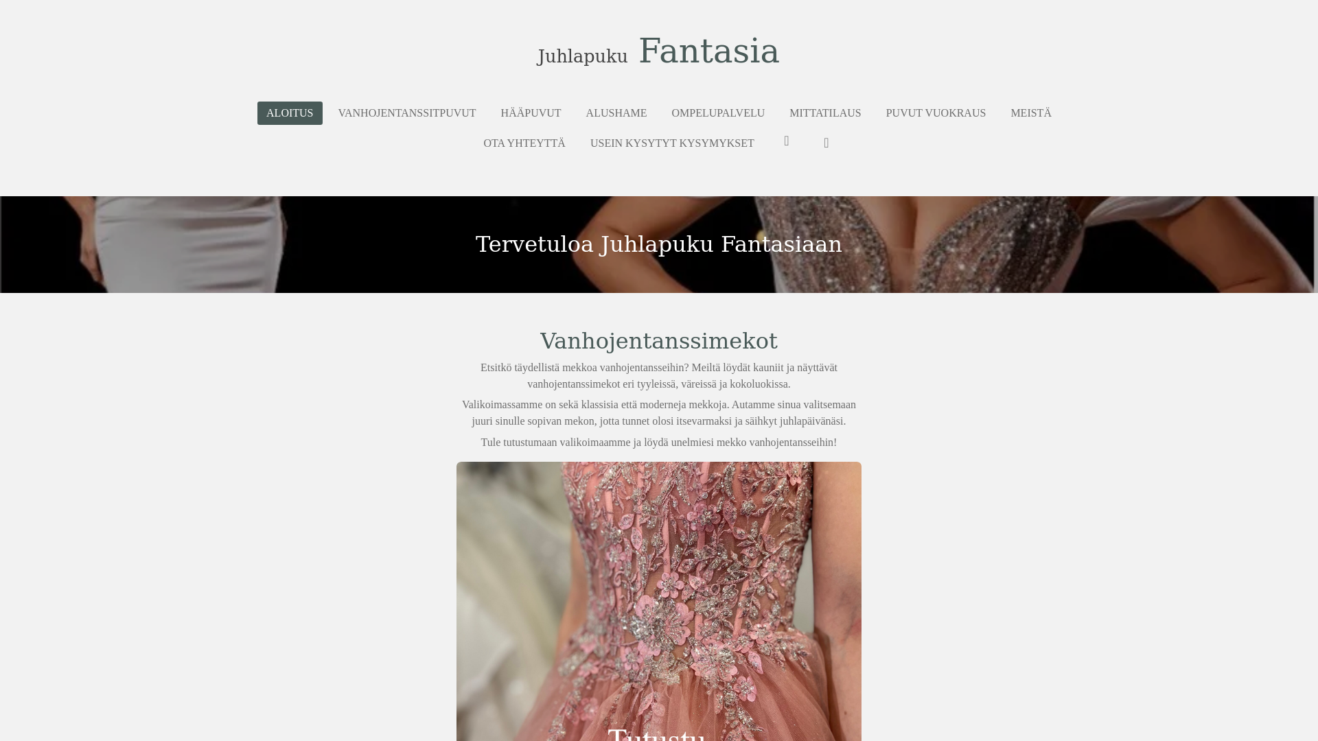 website screenshot of https://juhlapuku-fantasia.fi
