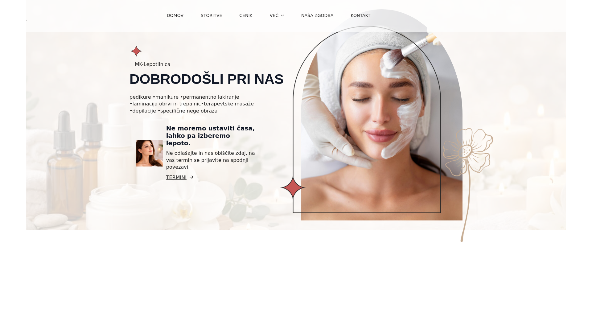 website screenshot of https://mk-lepotilnica.si/