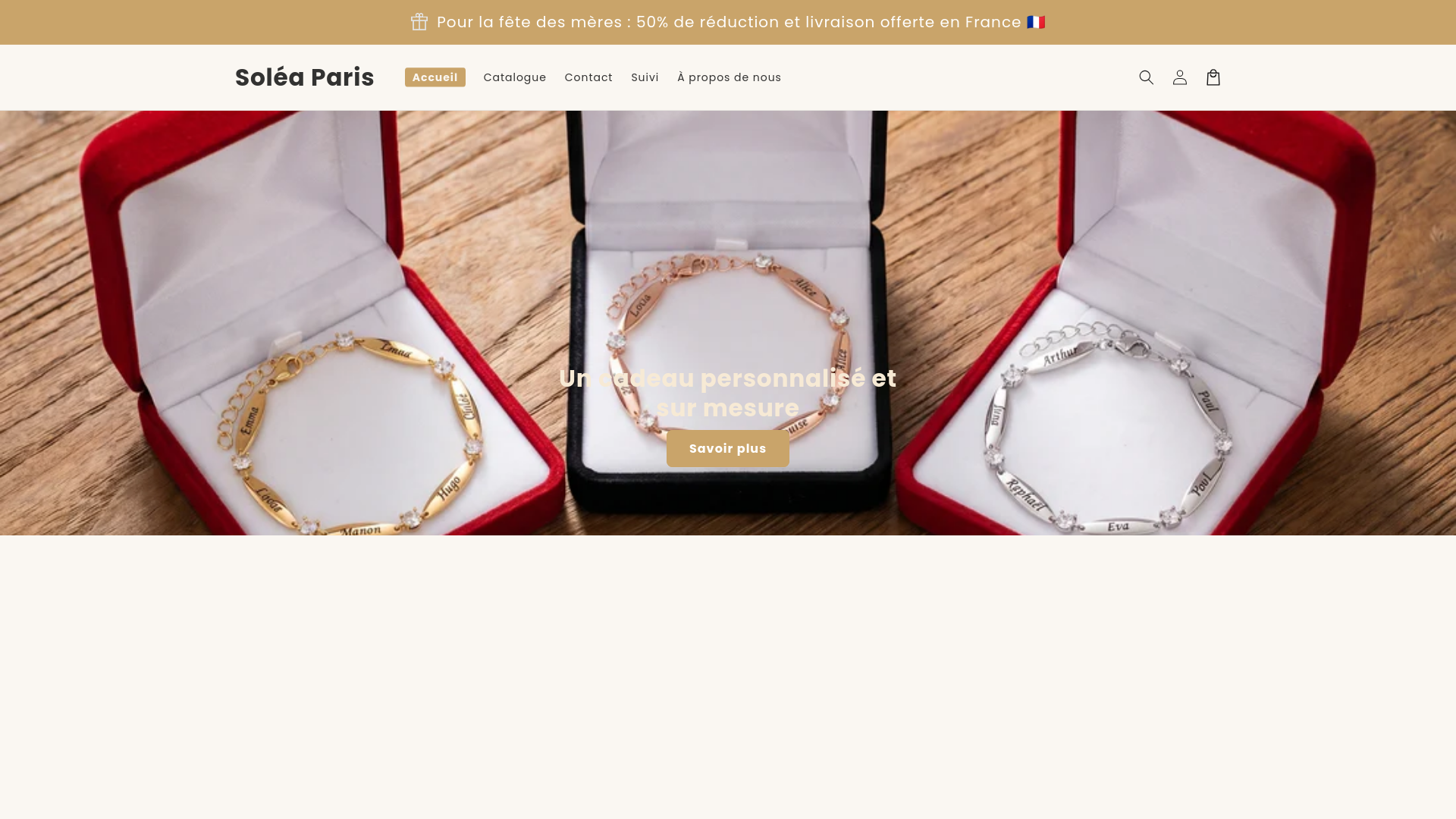 website screenshot of https://soleaparis.store/