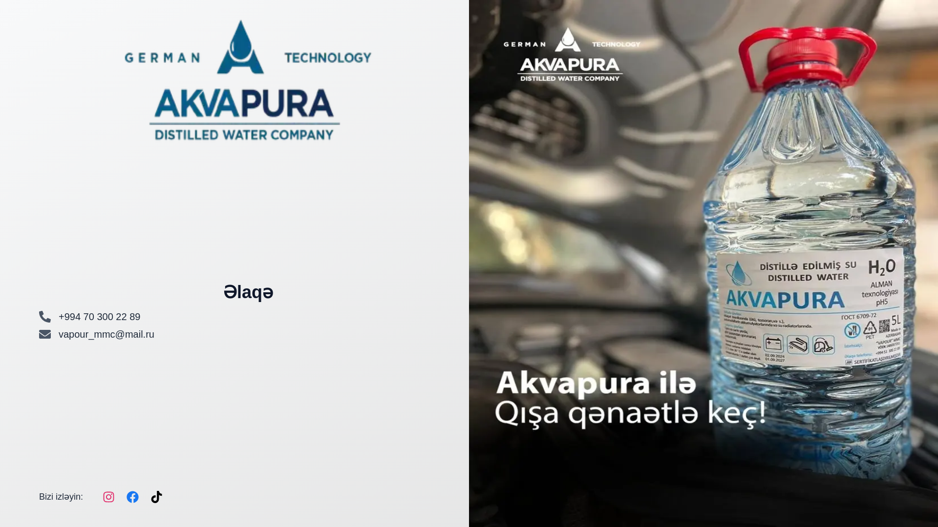 website screenshot of https://akvapura.az/