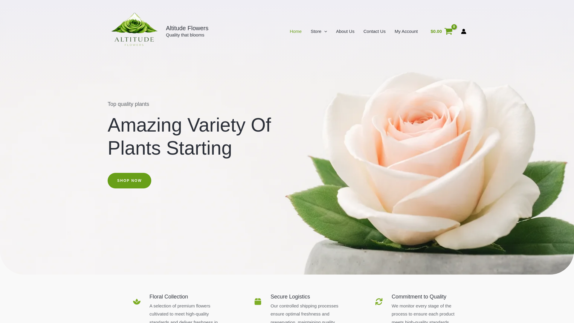 website screenshot of https://altitudeflowers.com/