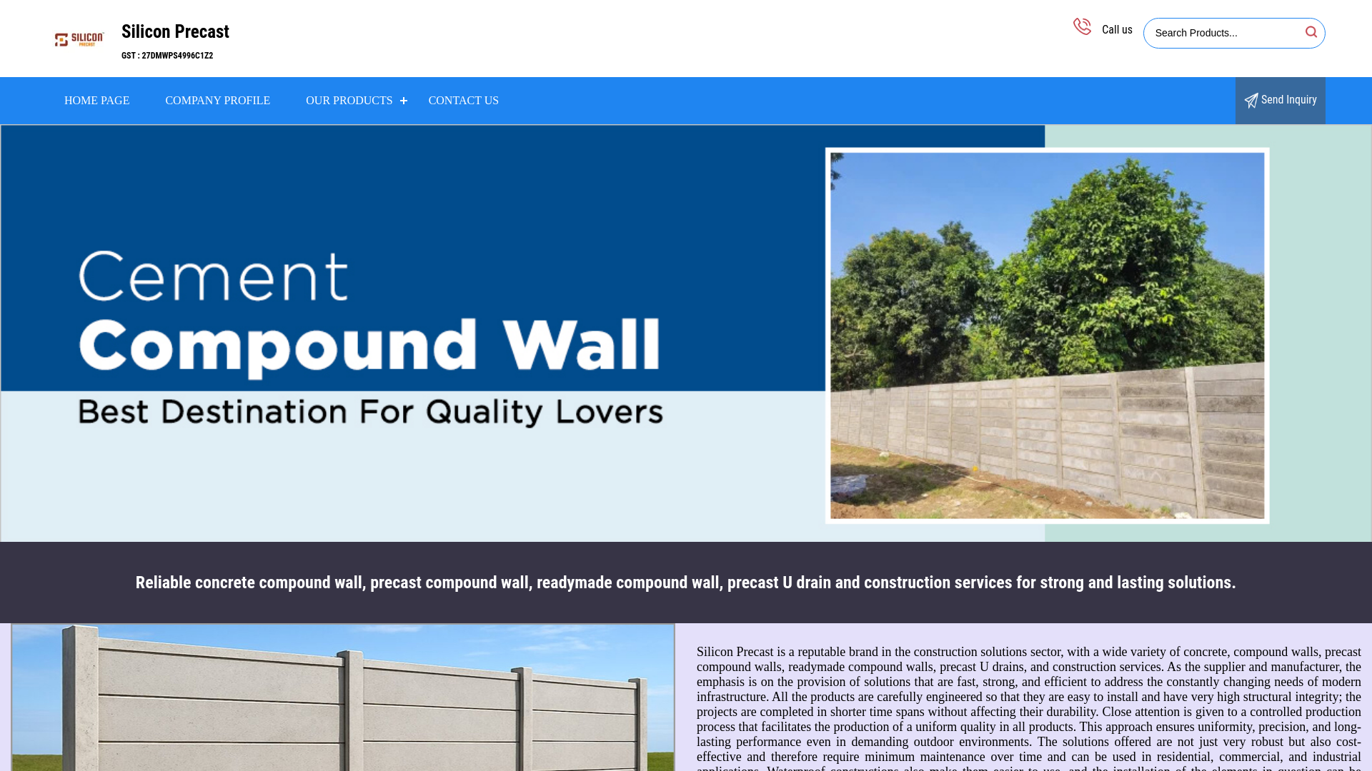 website screenshot of https://siliconprecast.in/
