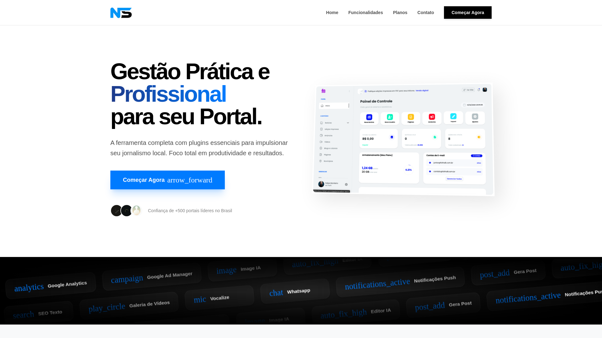 website screenshot of https://newssystem.com.br/