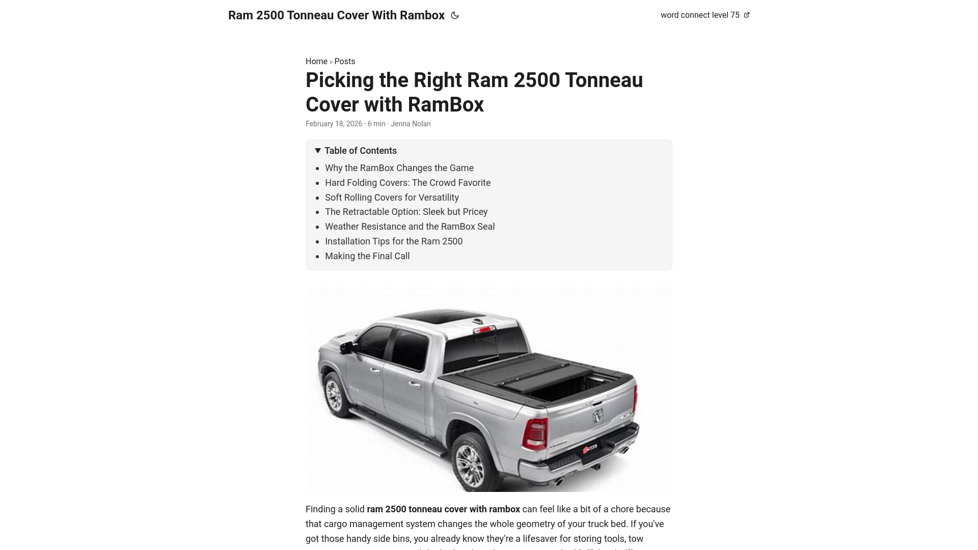 website screenshot of https://ram-2500-tonneau-cover-with-rambox.pages.dev/