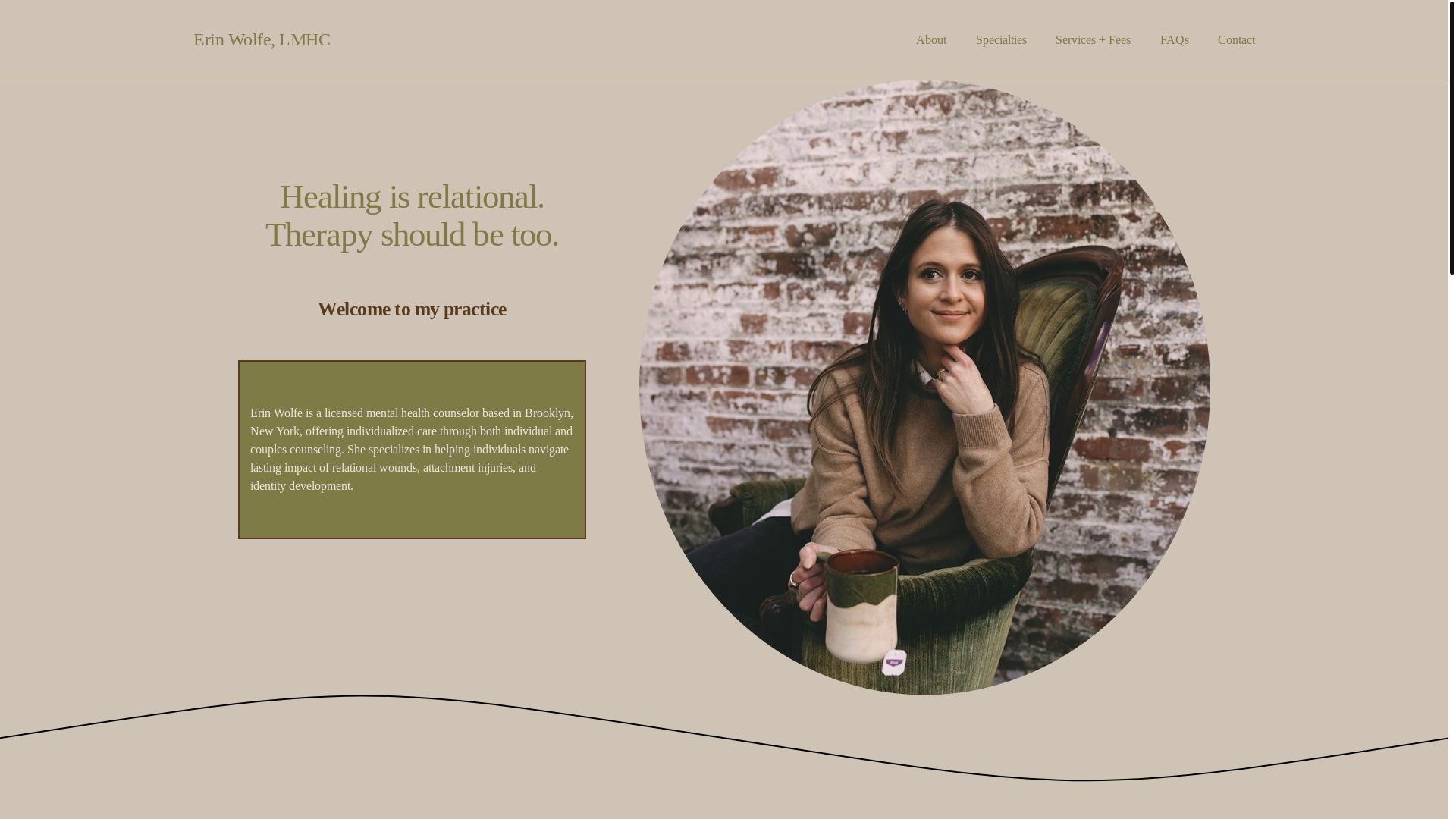 website screenshot of https://erinwolfelmhc.com/