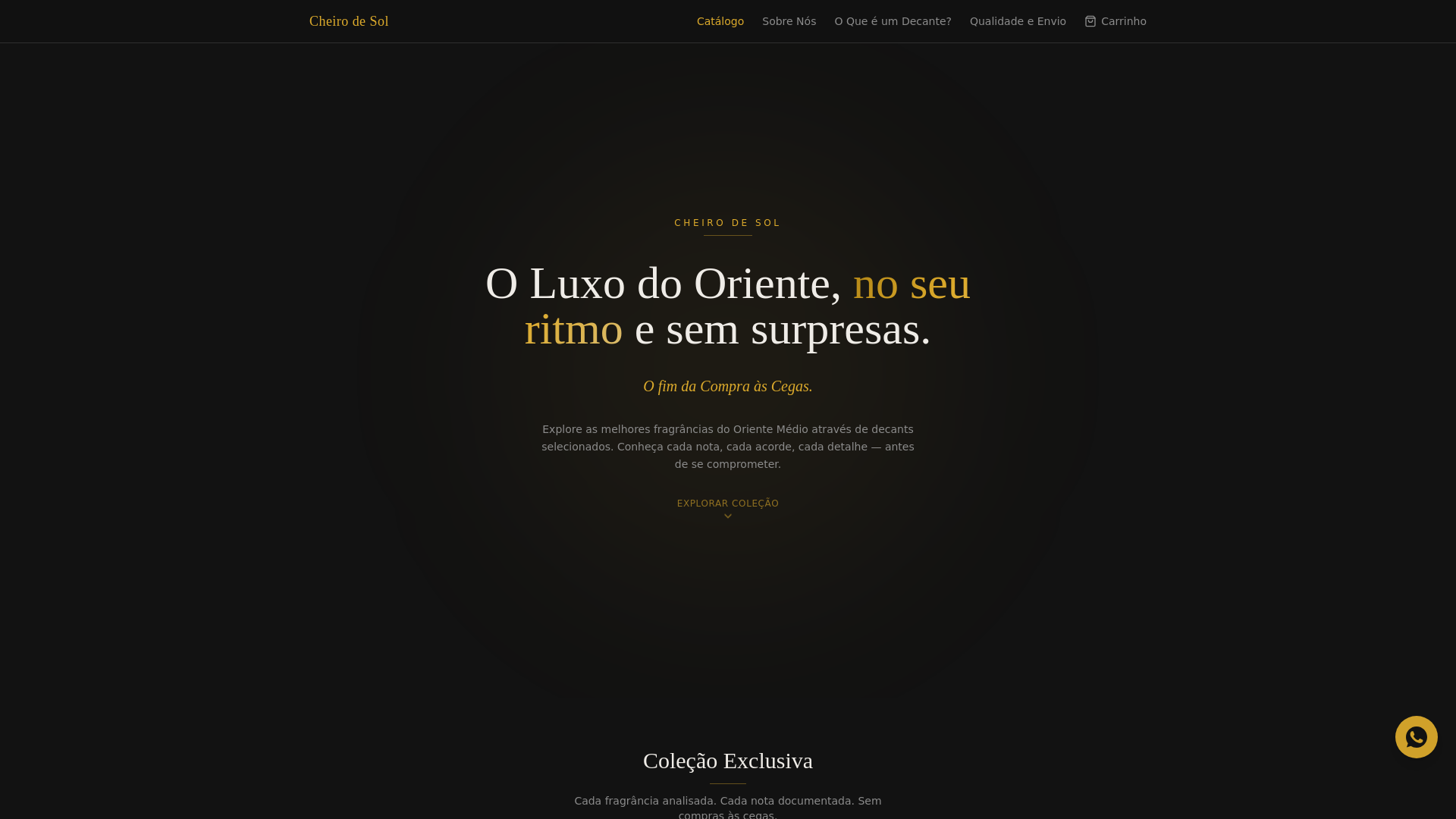 website screenshot of https://cheirodesol.com.br