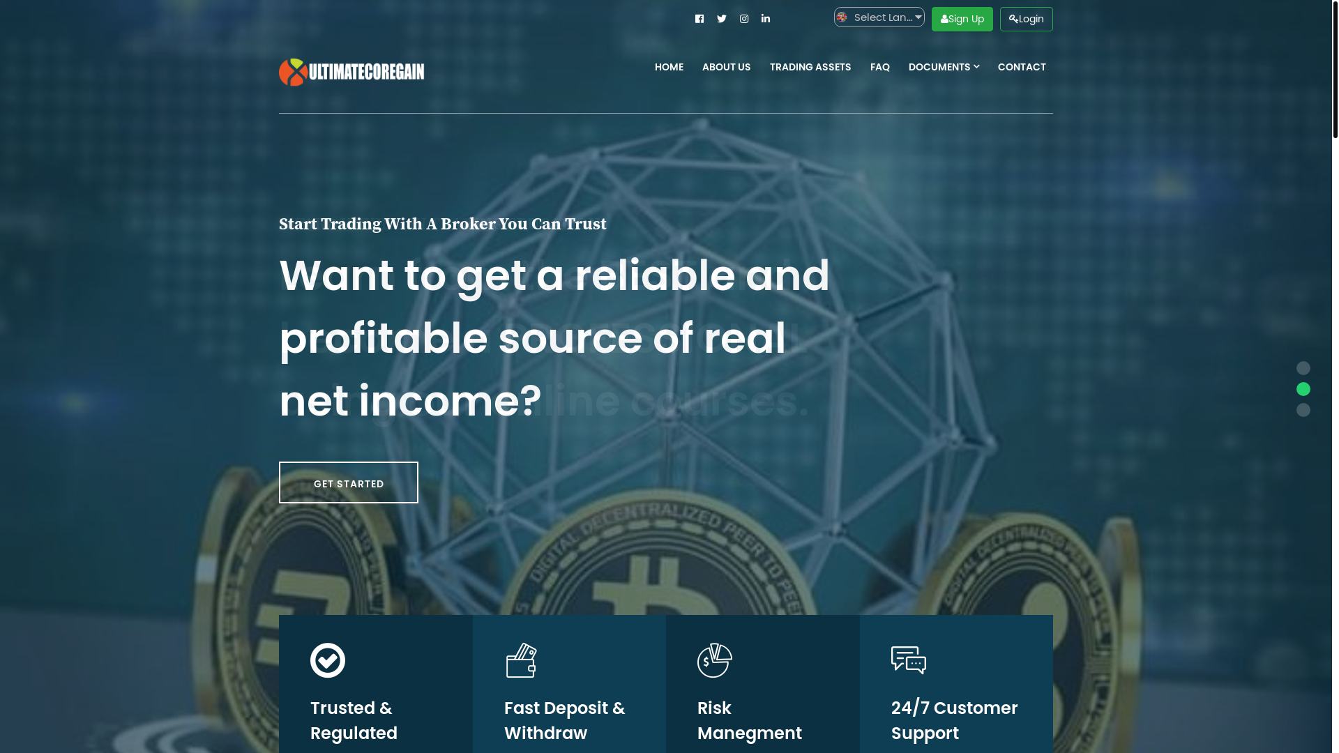 website screenshot of https://ultimatecoregain.com/