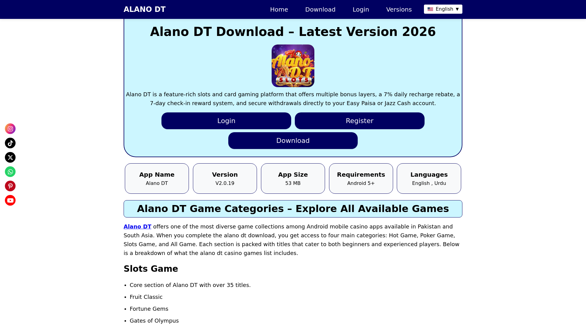 website screenshot of https://alanodt.com.pk/