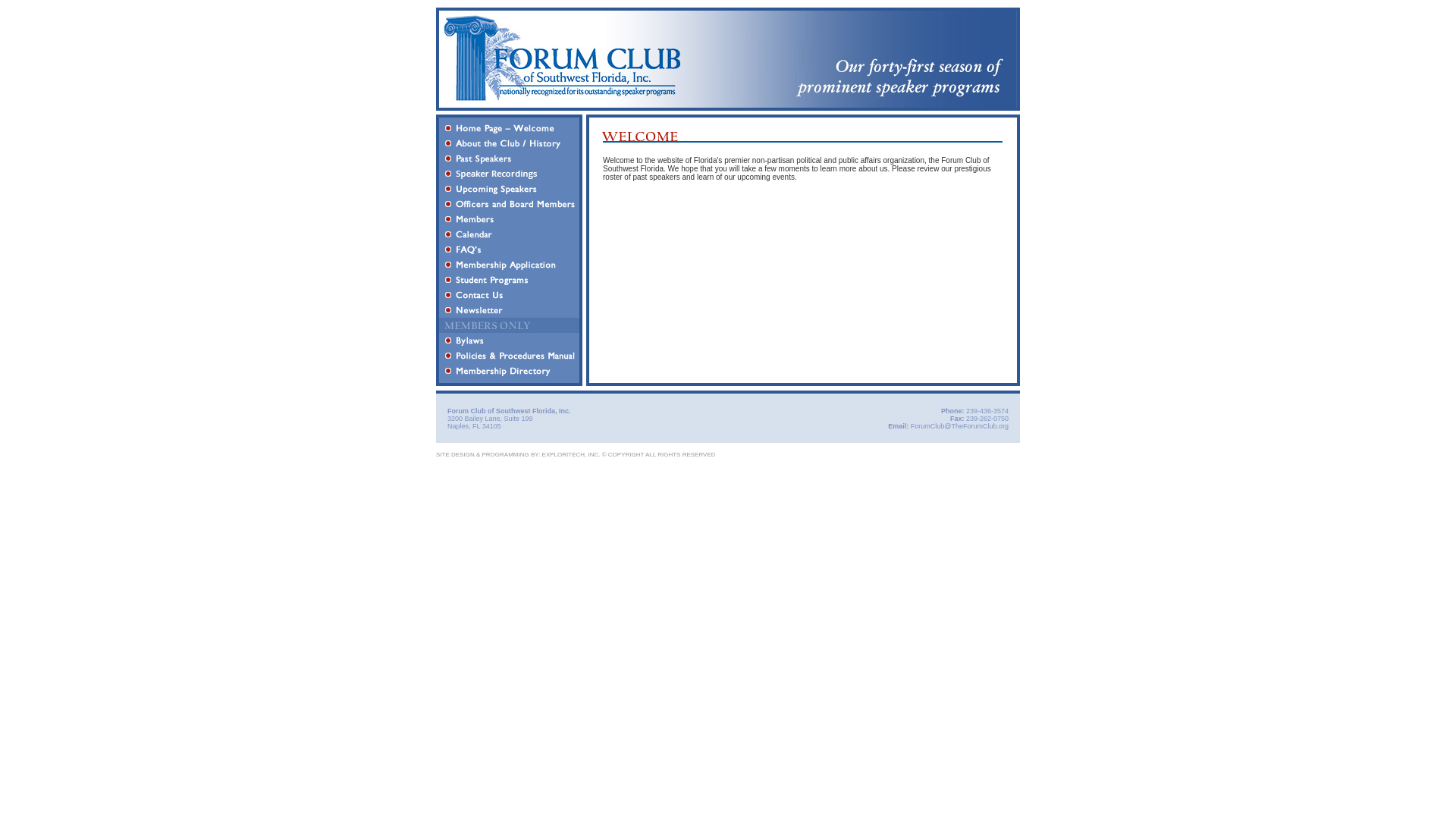 website screenshot of https://theforumclub.org/