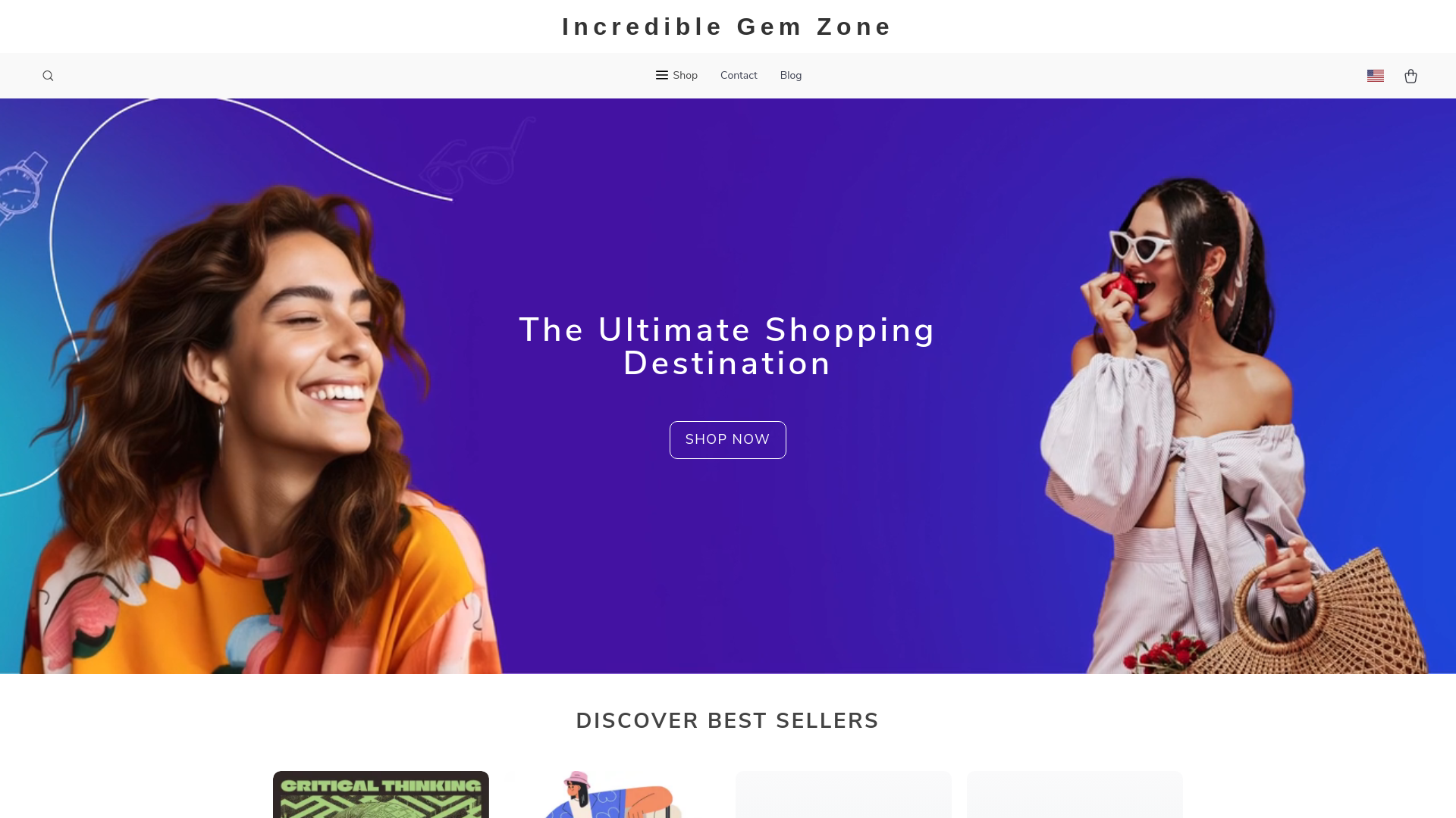 website screenshot of https://incrediblegemzone.shop/
