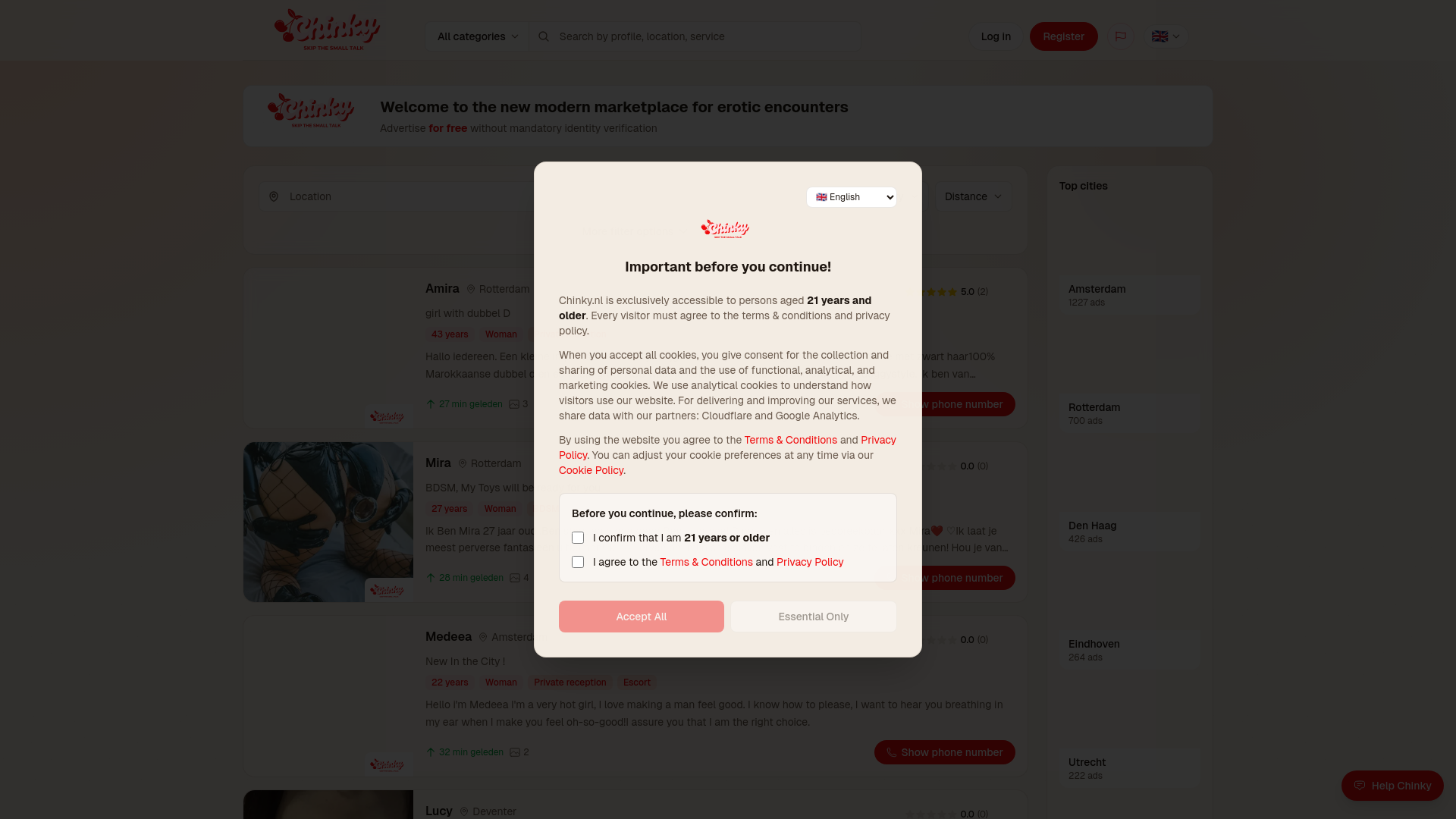 website screenshot of https://chinky.nl/