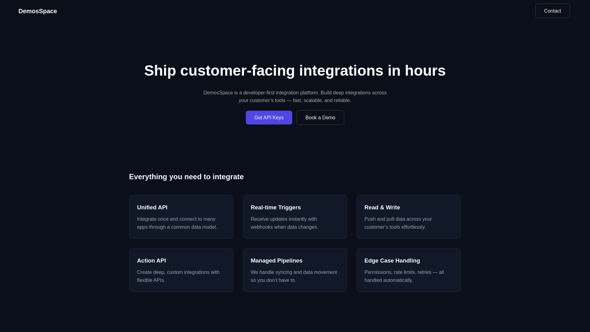 website screenshot of https://demosspace.pages.dev/