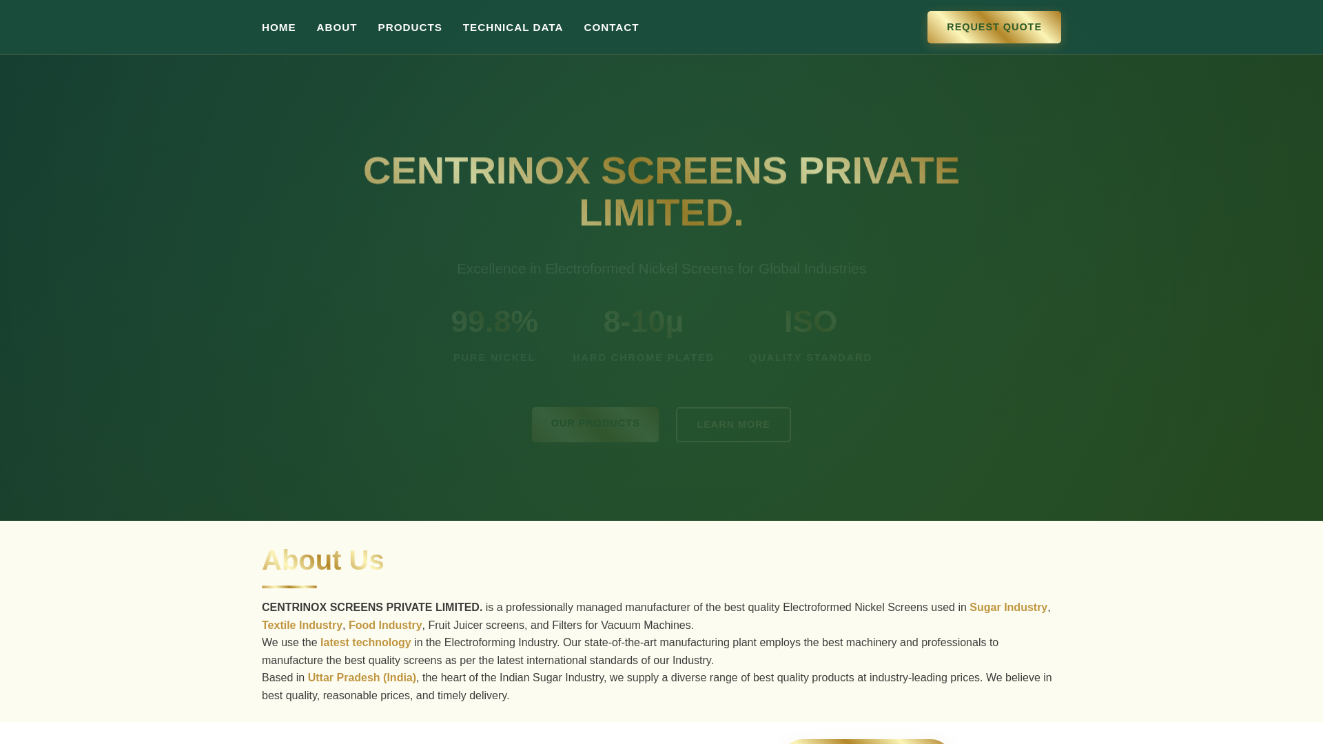 website screenshot of https://centrinoxscreen.com