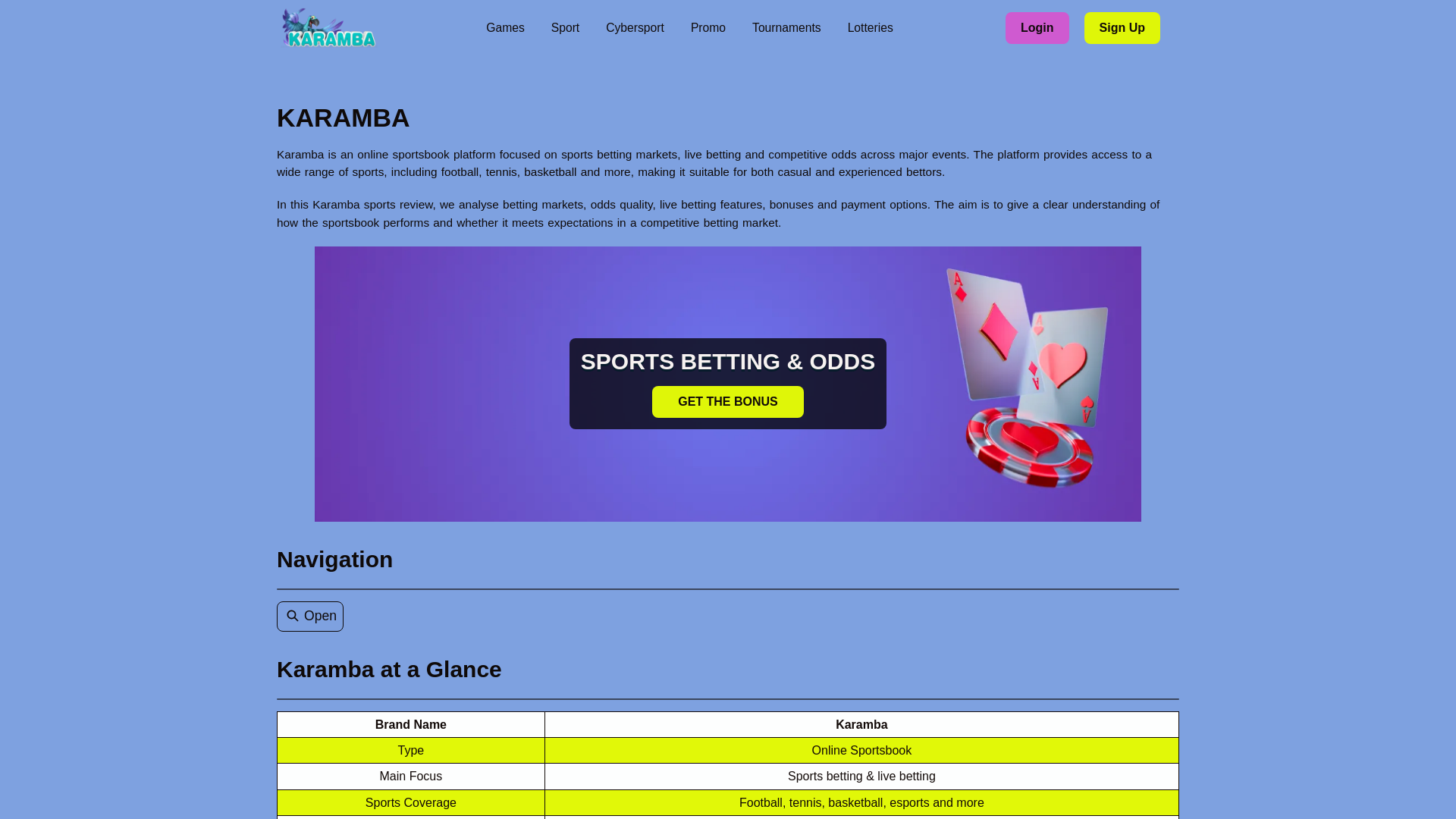 website screenshot of https://karamba-sports-bet.pages.dev/