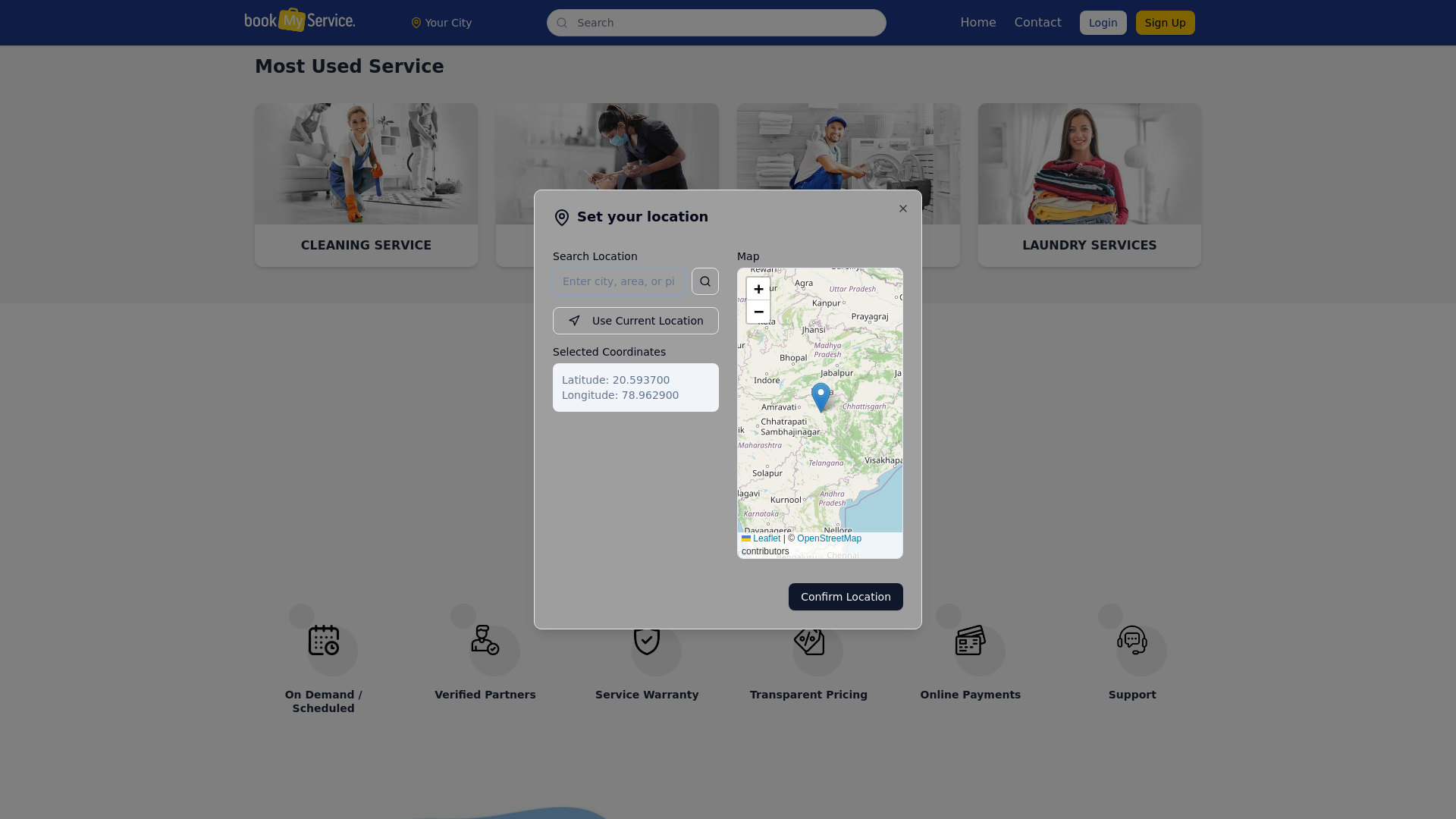website screenshot of https://bookmyservice.sbs/